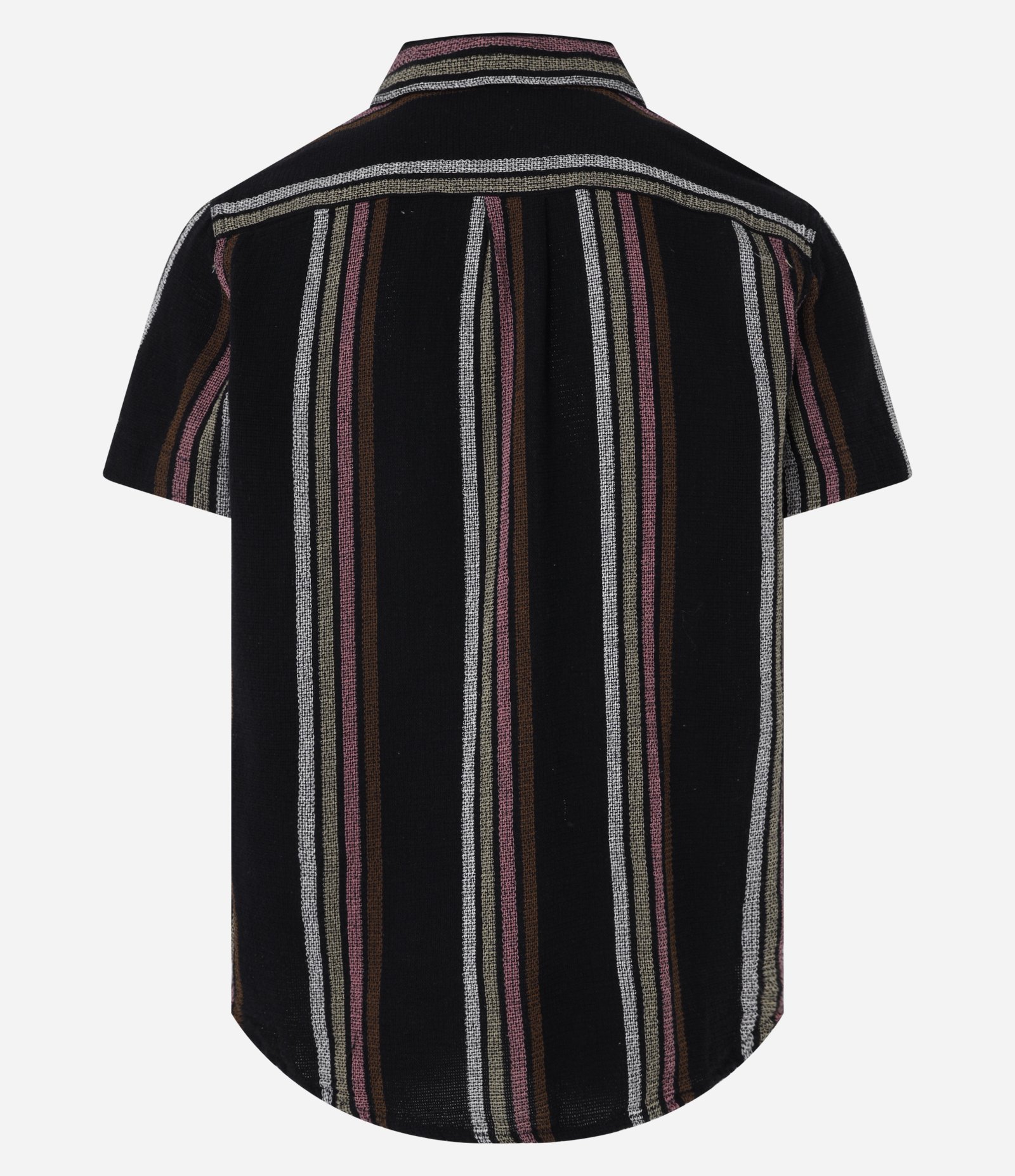 Camisa Regular com Textura Rústica com Listras Contrastantes Preto 8