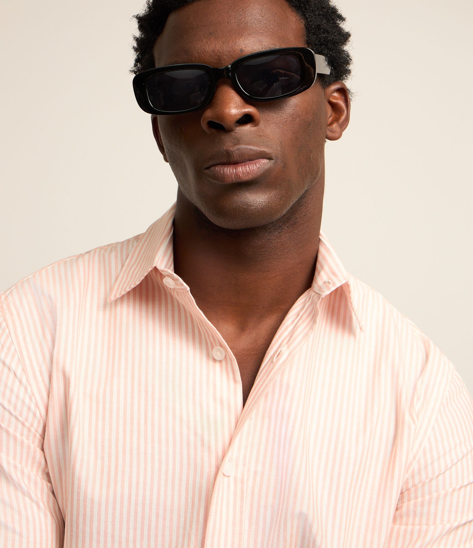 Camisa Regular em Oxford com Listras Fio Tinto Rosa 3