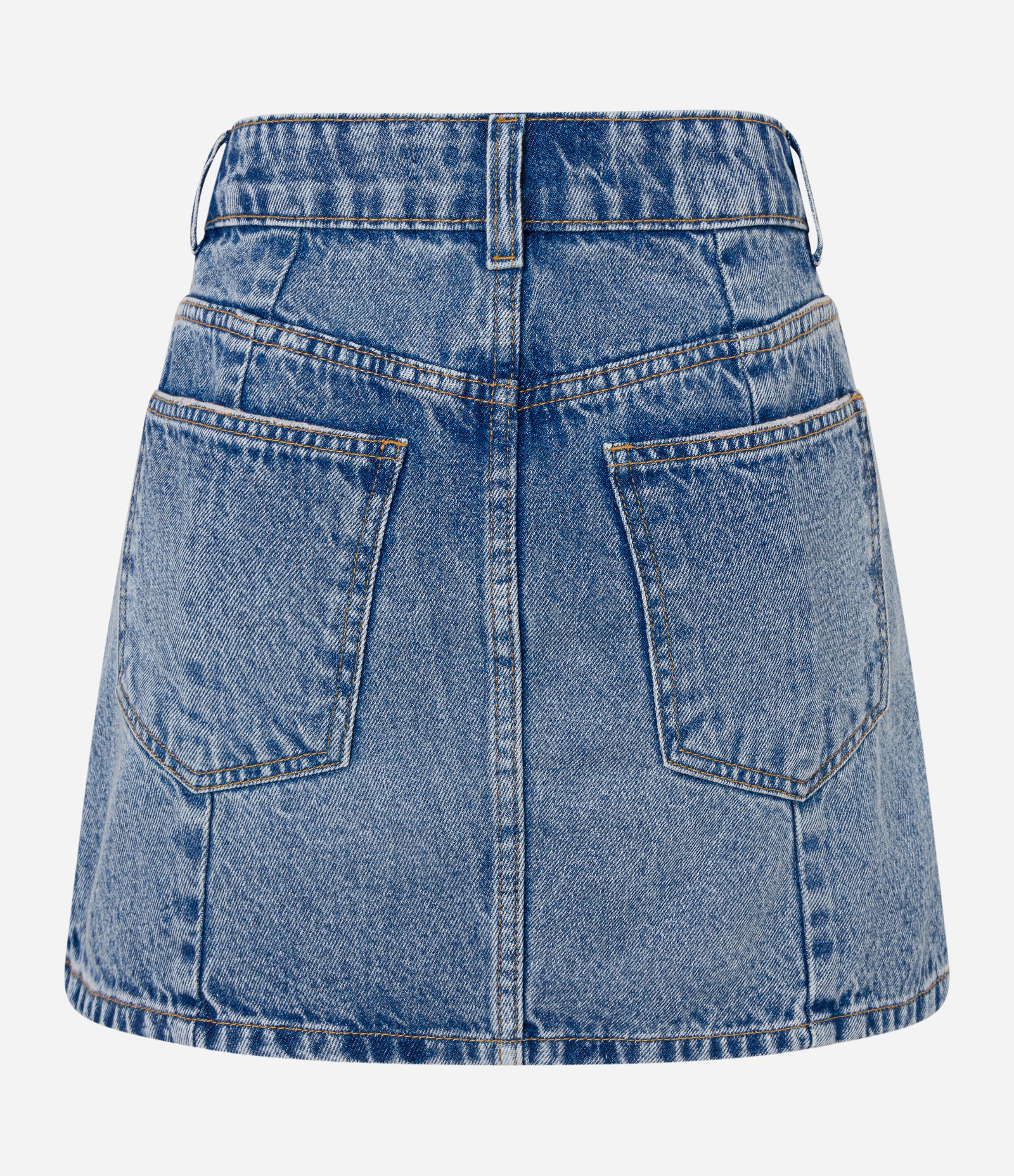 Saia Cintura Alta em Jeans Animal Print e Brilhos Aplicados Azul 3