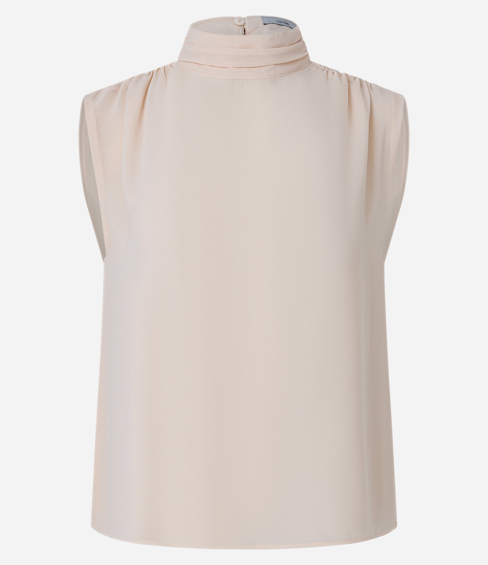 Blusa Acetinada com Gola alta e Botão Rosa Claro 4