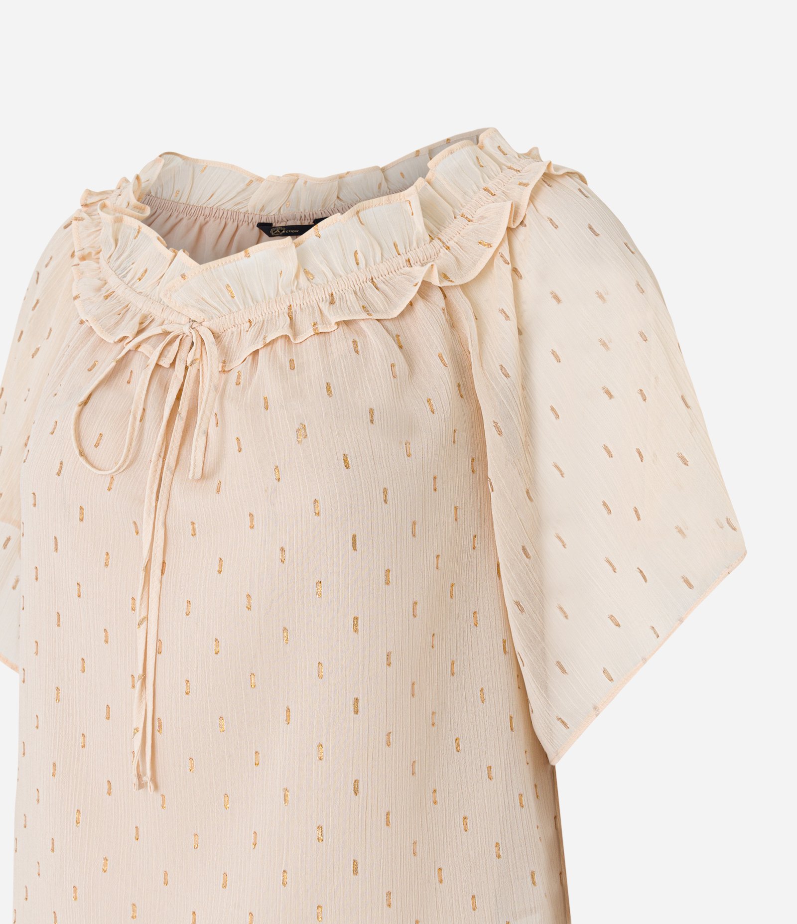 Blusa Ombro a Ombro em Chiffon com Babado e Amarração Laranja 5