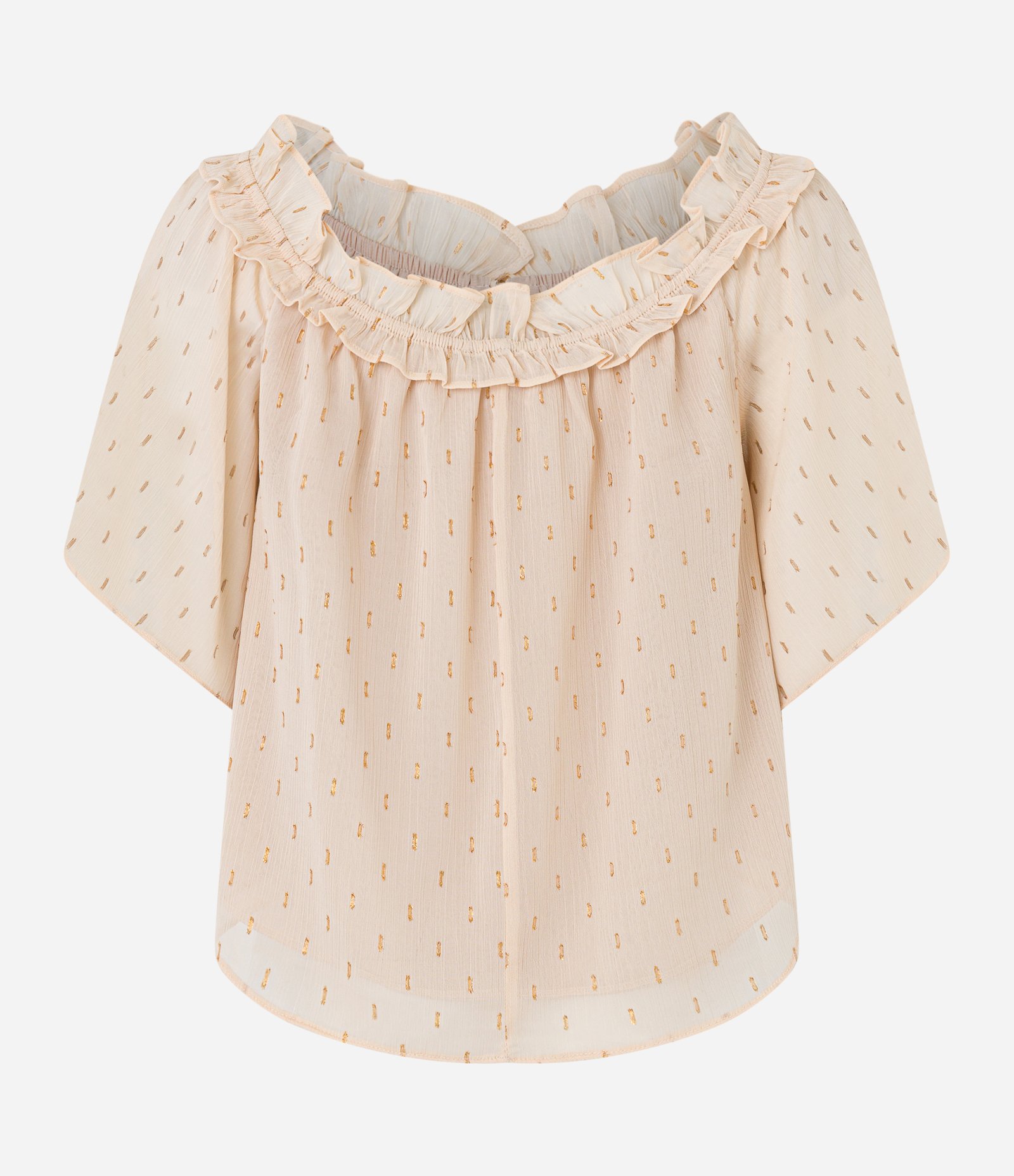 Blusa Ombro a Ombro em Chiffon com Babado e Amarração Laranja 6