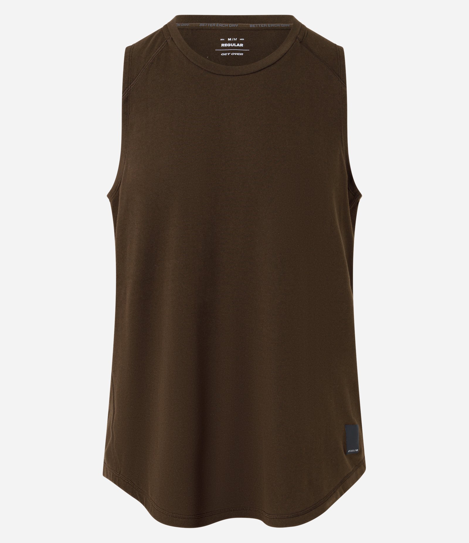 Regata Regular Esportiva com Etiqueta na Barra e Detalhe Contrastante Marrom Escuro 8