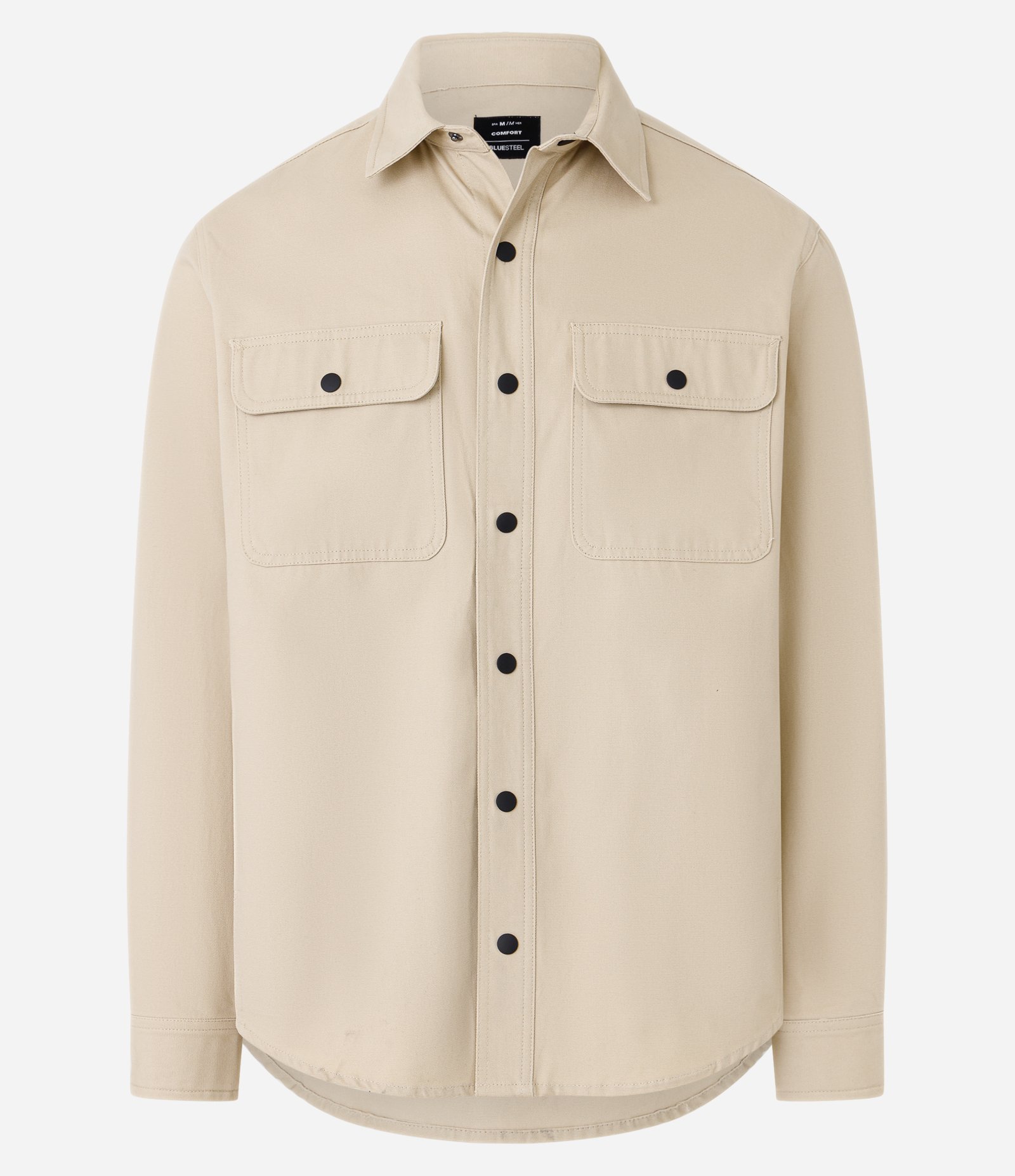 Camisa em Sarja com Botões e Bolsos Bege 8