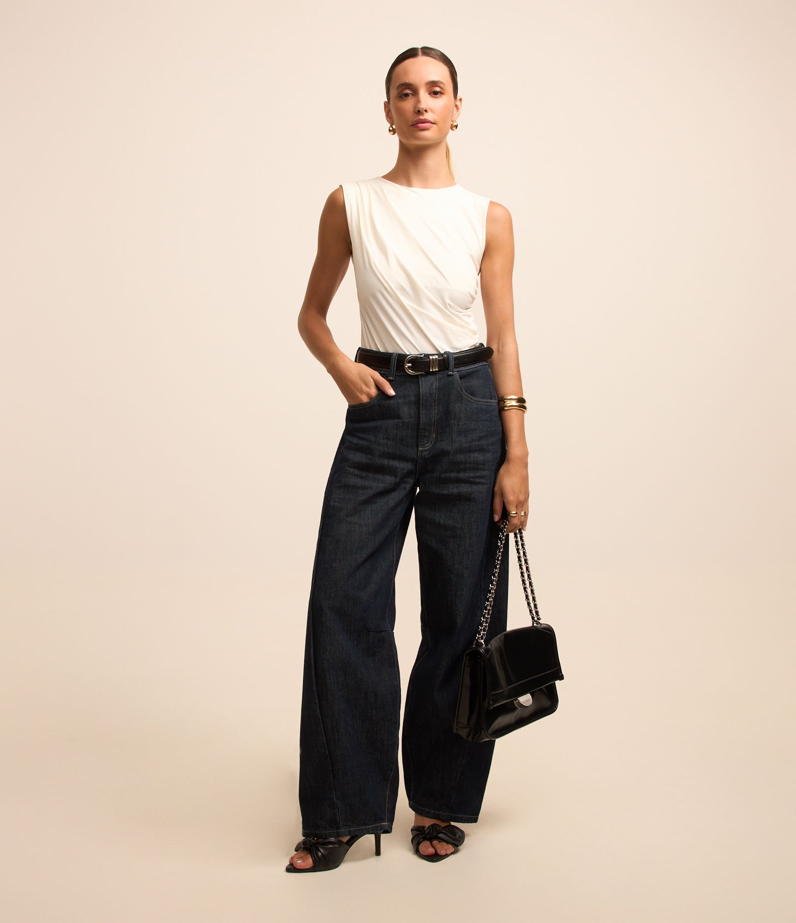 Body Sem Manga em Poliamida com Franzidos 2