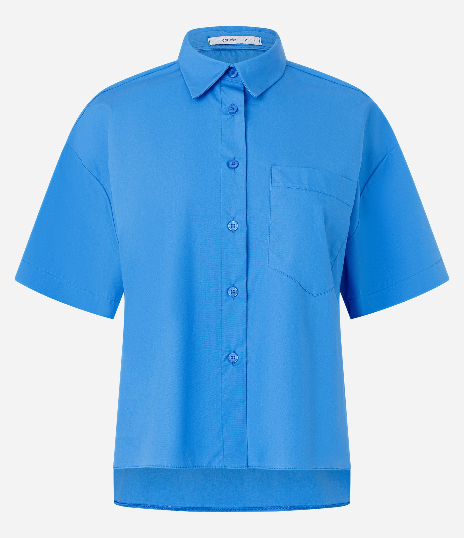 Camisa em Tricoline com Bolso Frontal Azul Celeste 5
