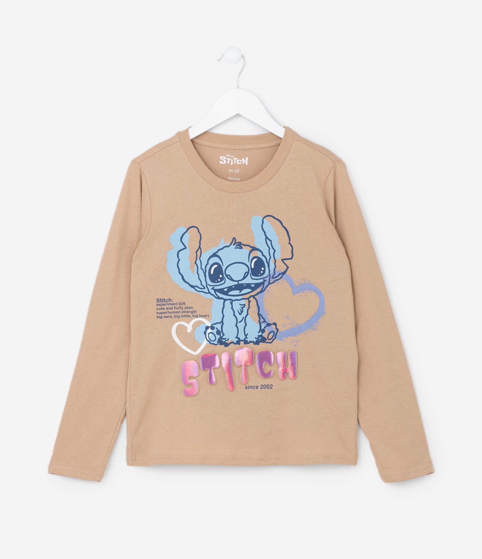 Camiseta Infantil com Estampa do Stitch - Tam 5 a 14 Anos Bege 1
