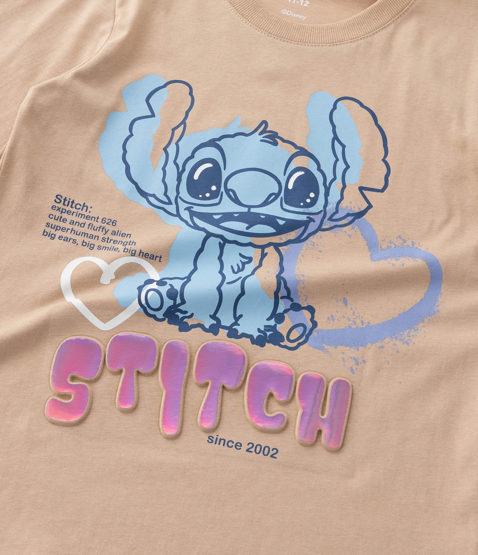 Camiseta Infantil com Estampa do Stitch - Tam 5 a 14 Anos Bege 4