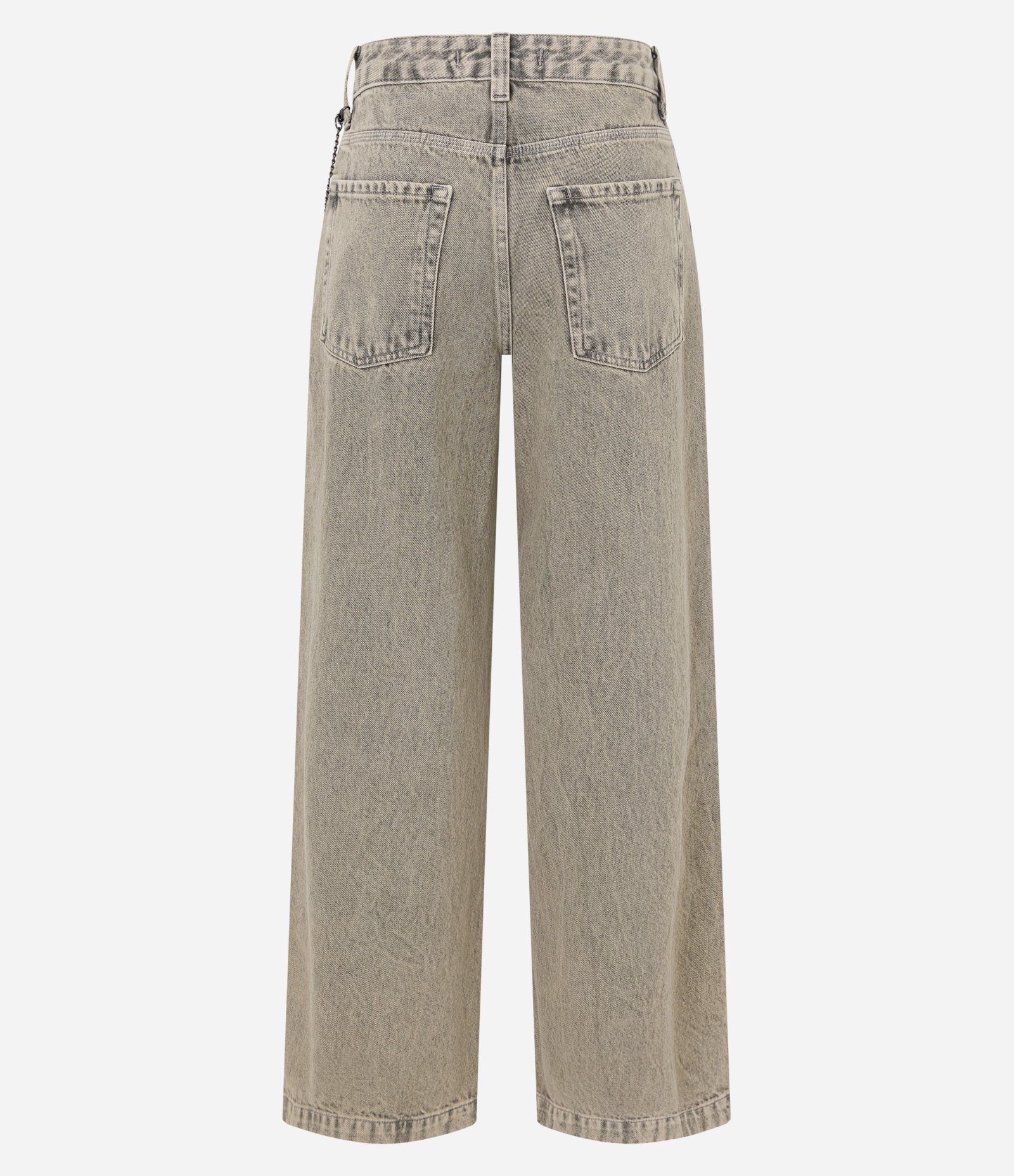 Calça Skater em Jeans Dirty com Corrente Lateral Bege 6