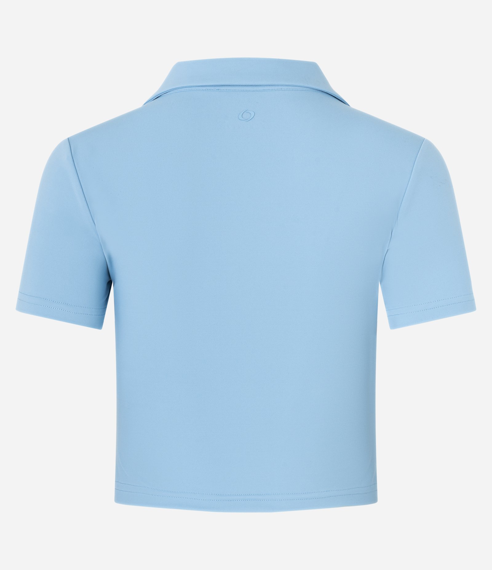 Camiseta Pólo Cropped Esportiva em Poliamida com Decote V Azul 2