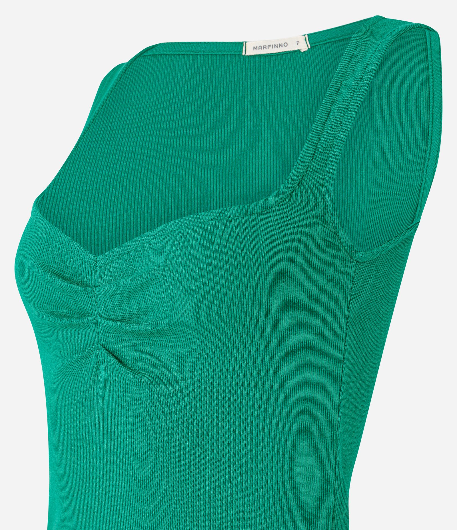 Blusa Sem Manga em Ribana com Franzido no Decote Quadrado Verde 5