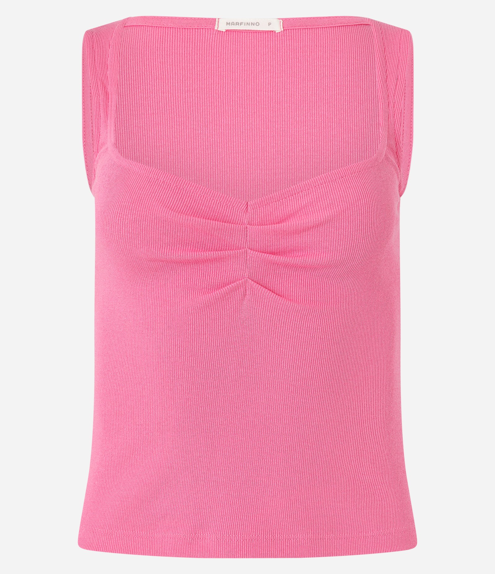 Blusa Sem Manga em Ribana com Franzido no Decote Quadrado Rosa 4
