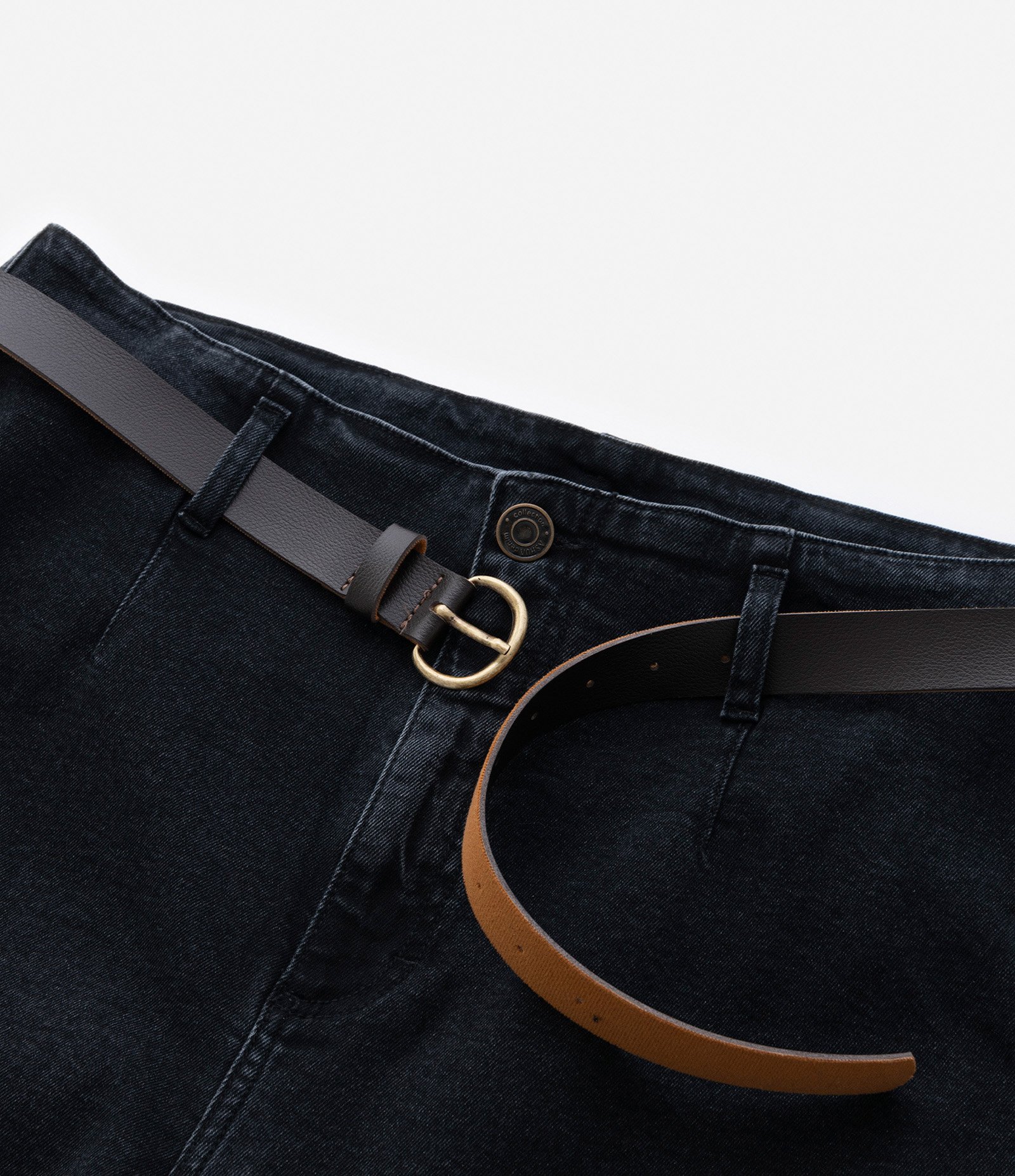 Calça Wide Leg em Jeans com Cinto Curve & Plus Size Preto 7