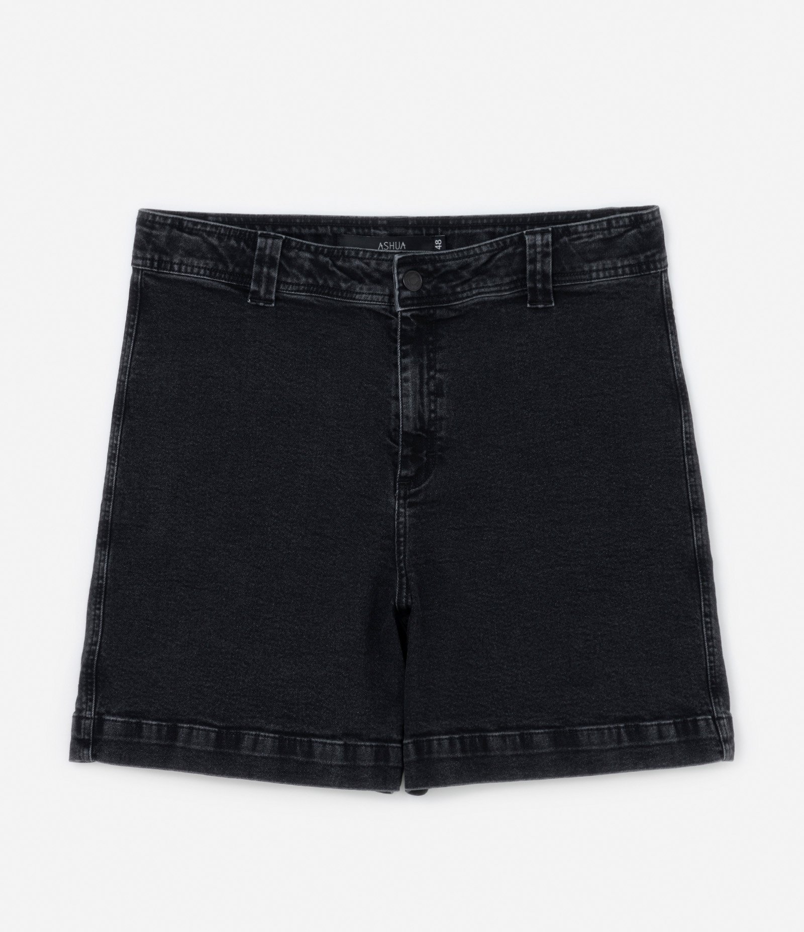 Bermuda Jeans com Elastano e Barra Larga Curve & Plus Size Preto 5