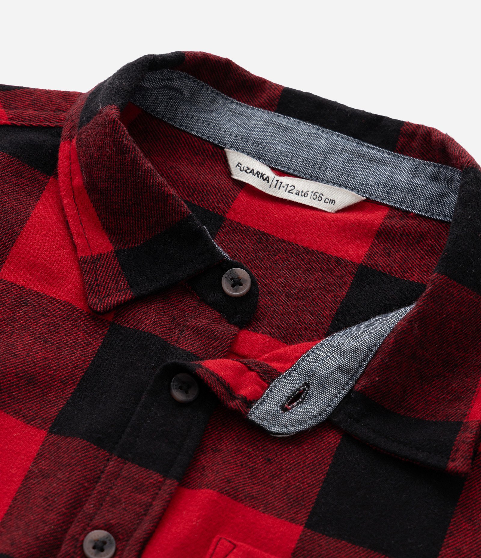 Camisa Infantil em Flanela com Estampa Xadrez - Tam 5 a 14 Anos Vermelho 4