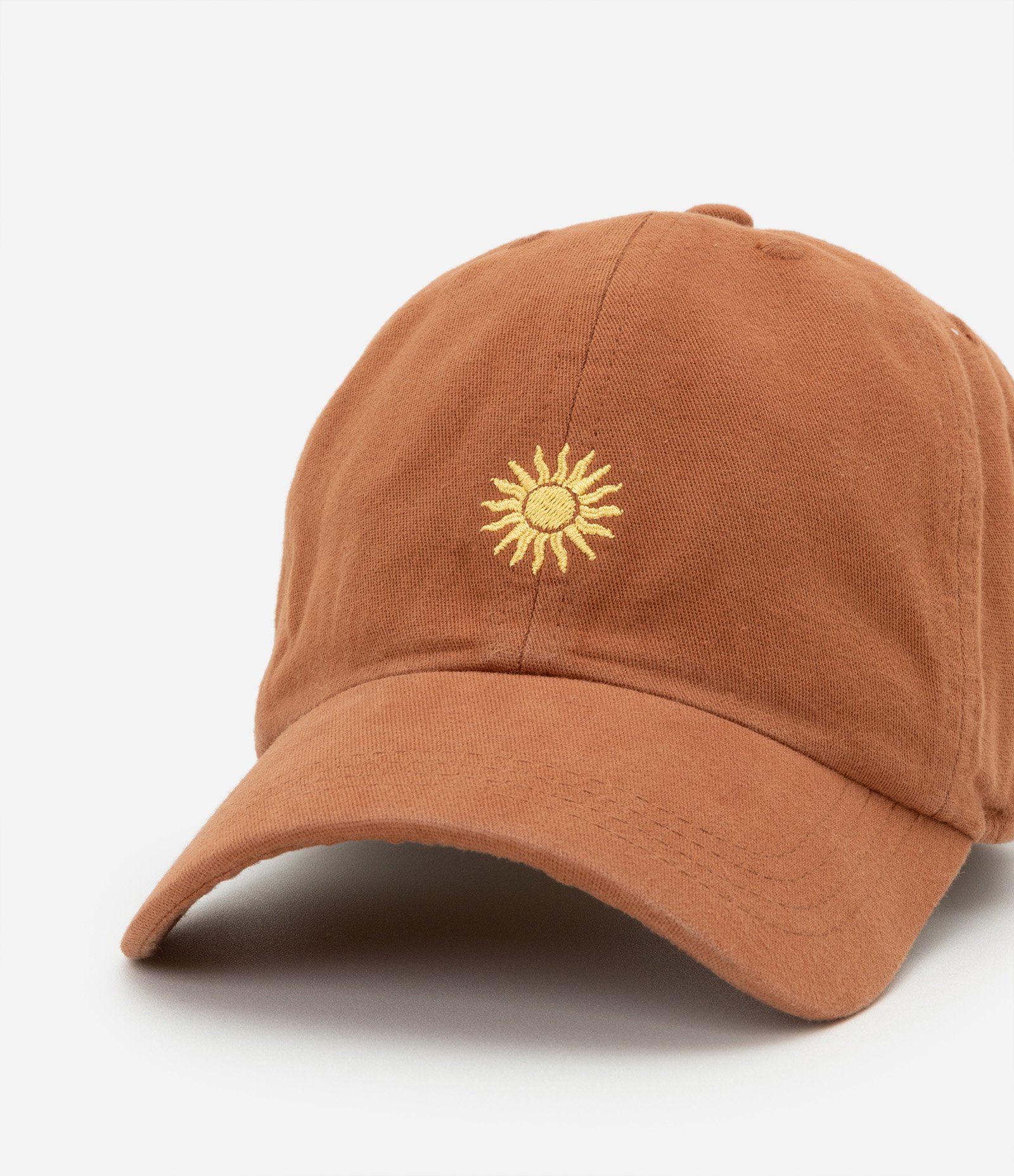 Boné Aba Curva em Sarja com Bordado de Sol Marrom 4