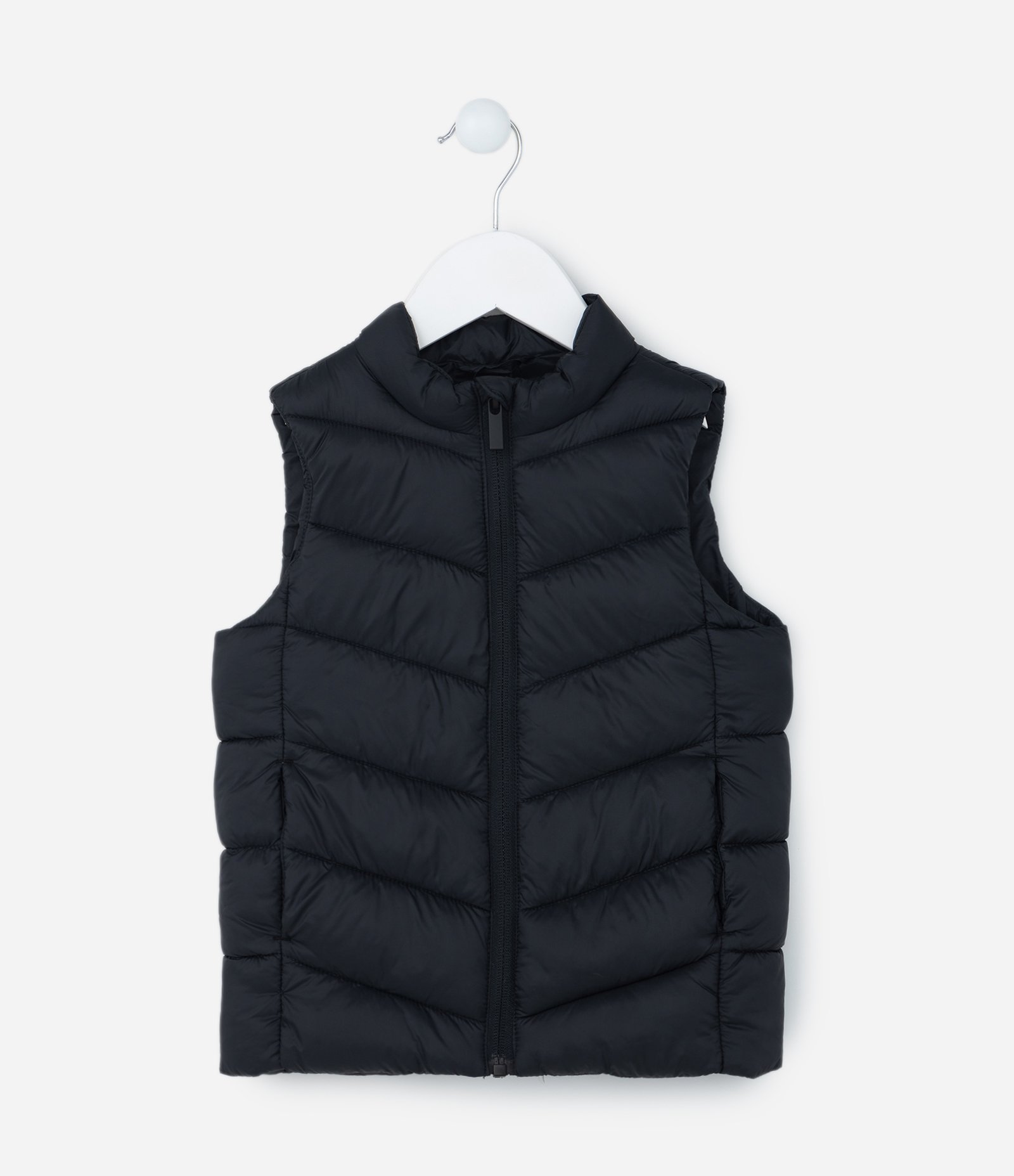 Colete Puffer Infantil Básico em Microfibra - Tam 1 a 4 Anos Preto 1