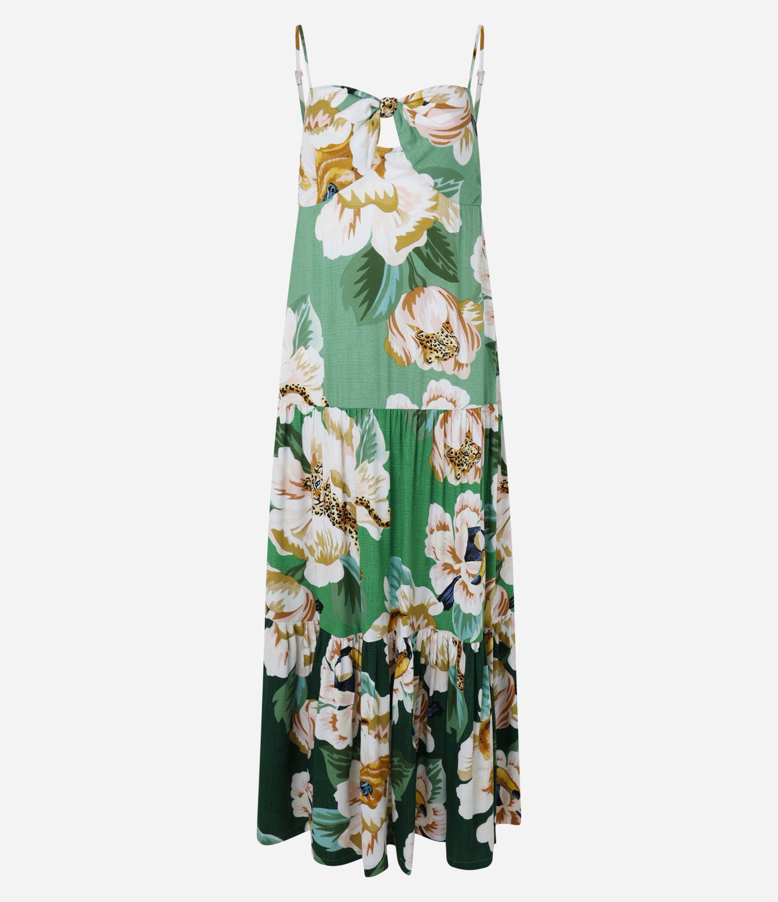 Vestido New Midi em Viscose Floral Verde 7