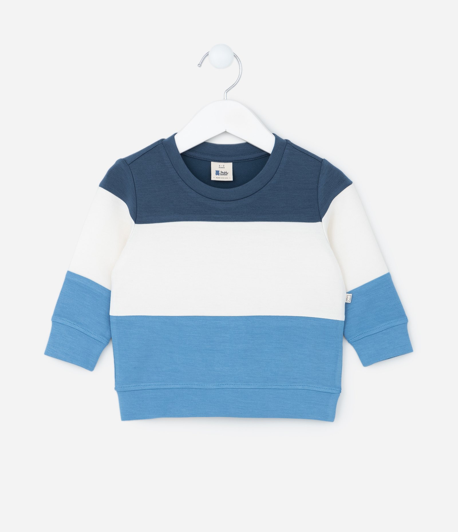 Blusão Infantil em Modal com Recortes - Tam 0 a 18 meses Azul/Branco 1