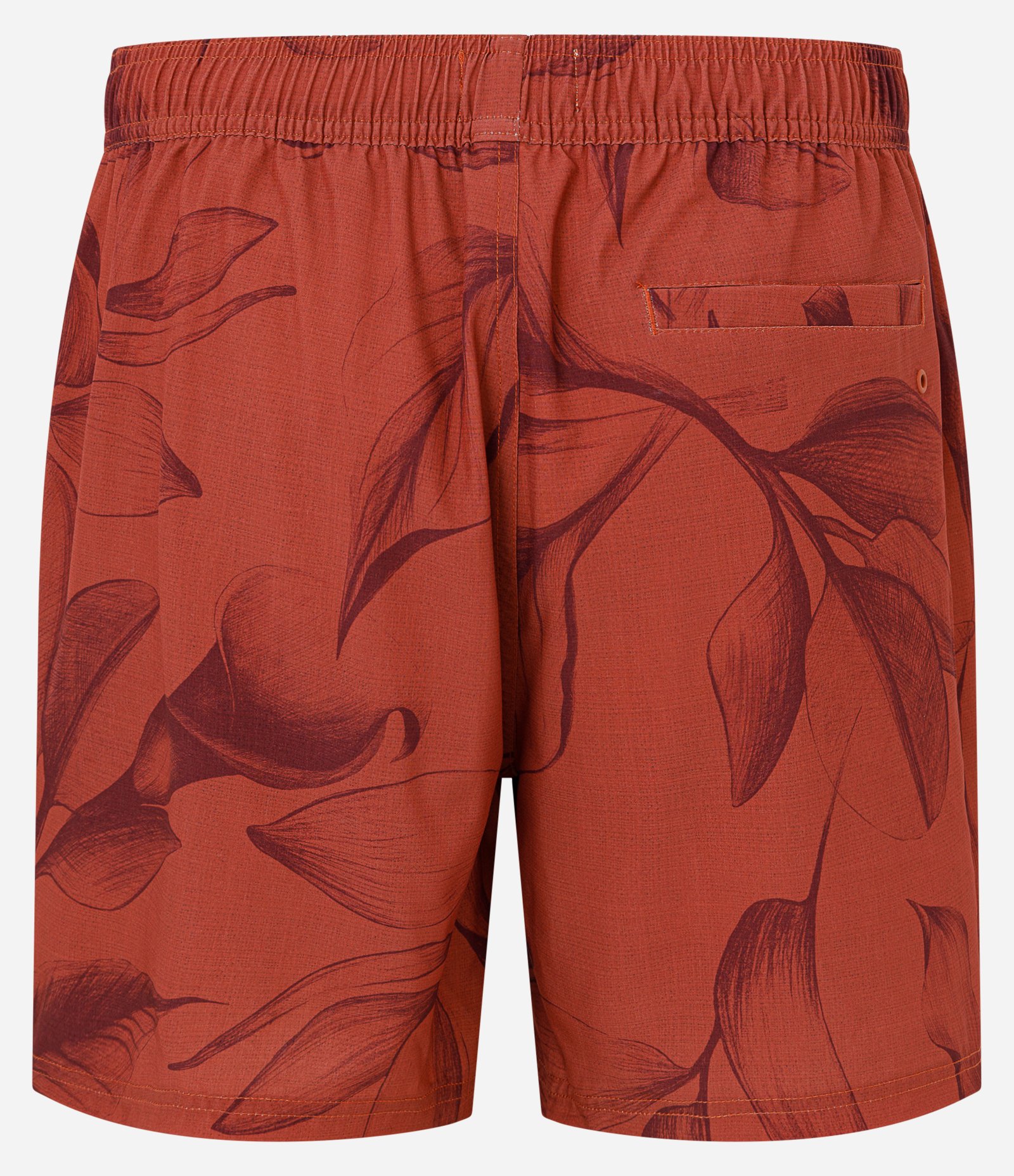 Bermuda em Microfibra com Cós Elástico e Estampa de Folhagem Vermelho 7