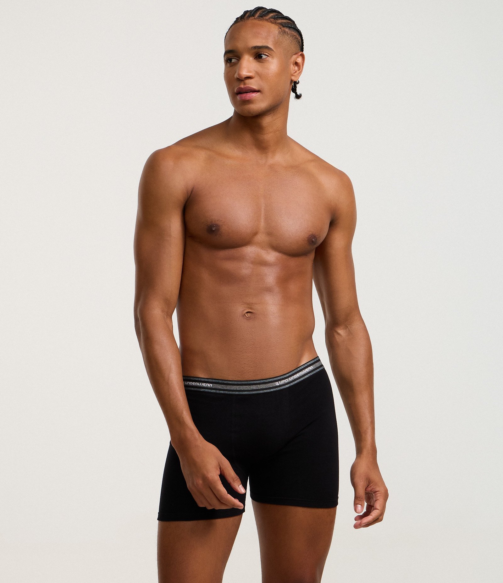 Cueca Boxer em Algodão Cós Elástico Lupo Preto 5