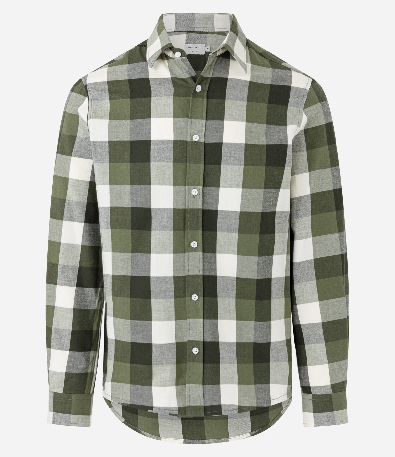 Camisa Regular em Flanela com Estampa Xadrez Verde/Marrom/Cinza 1