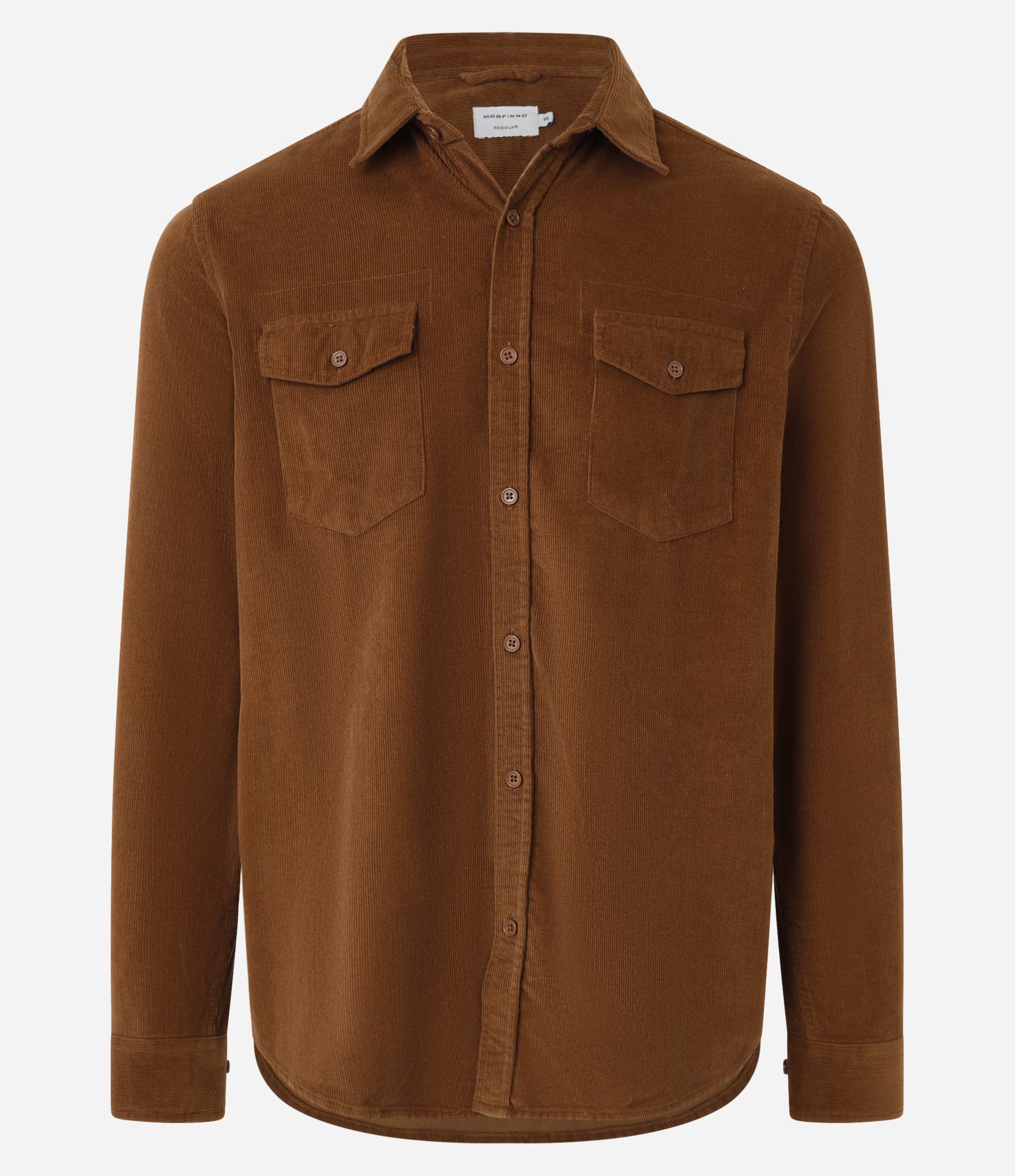 Camisa Comfort em Veludo com Bolsos Frontais Marrom 5