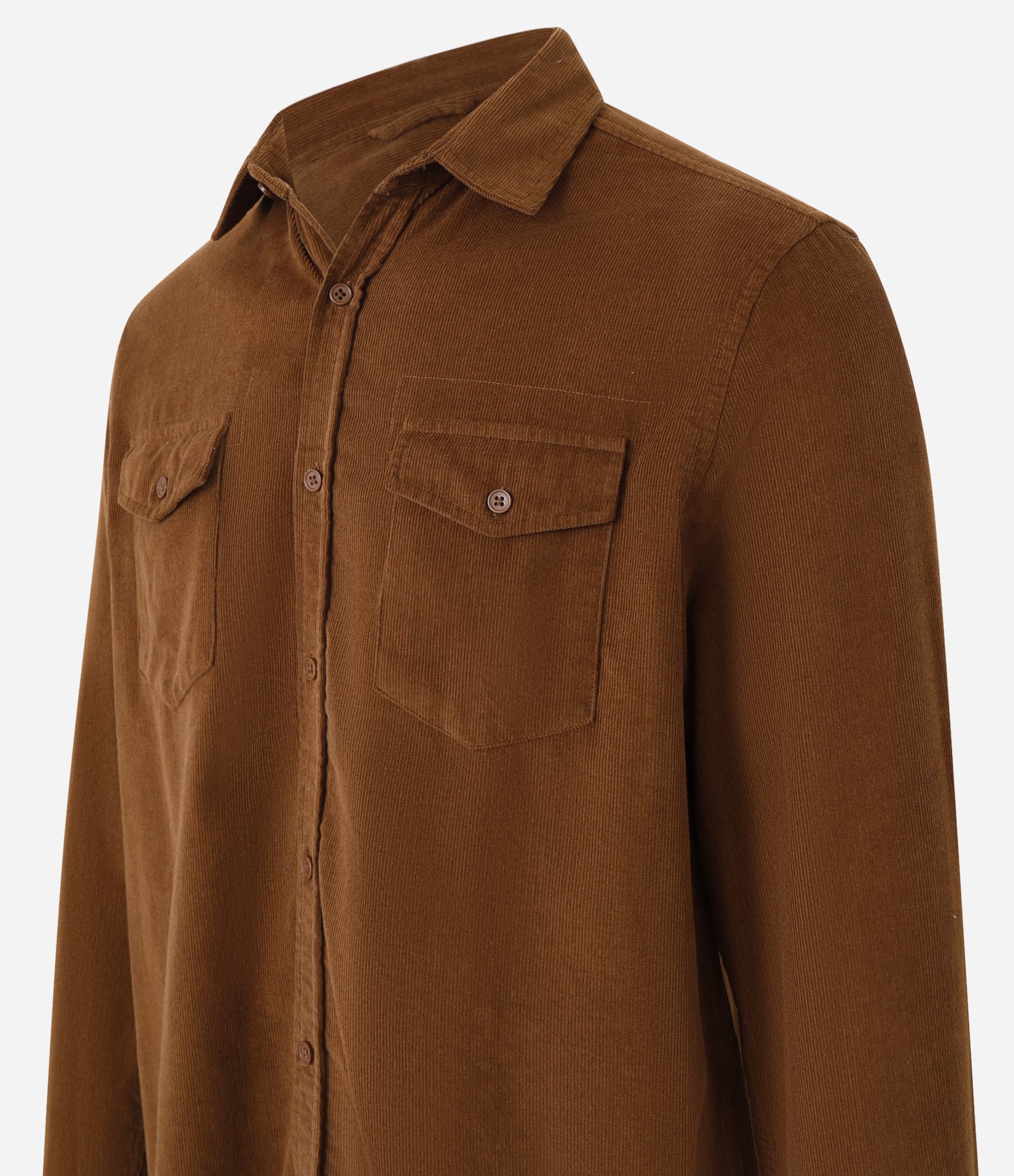 Camisa Comfort em Veludo com Bolsos Frontais Marrom 6