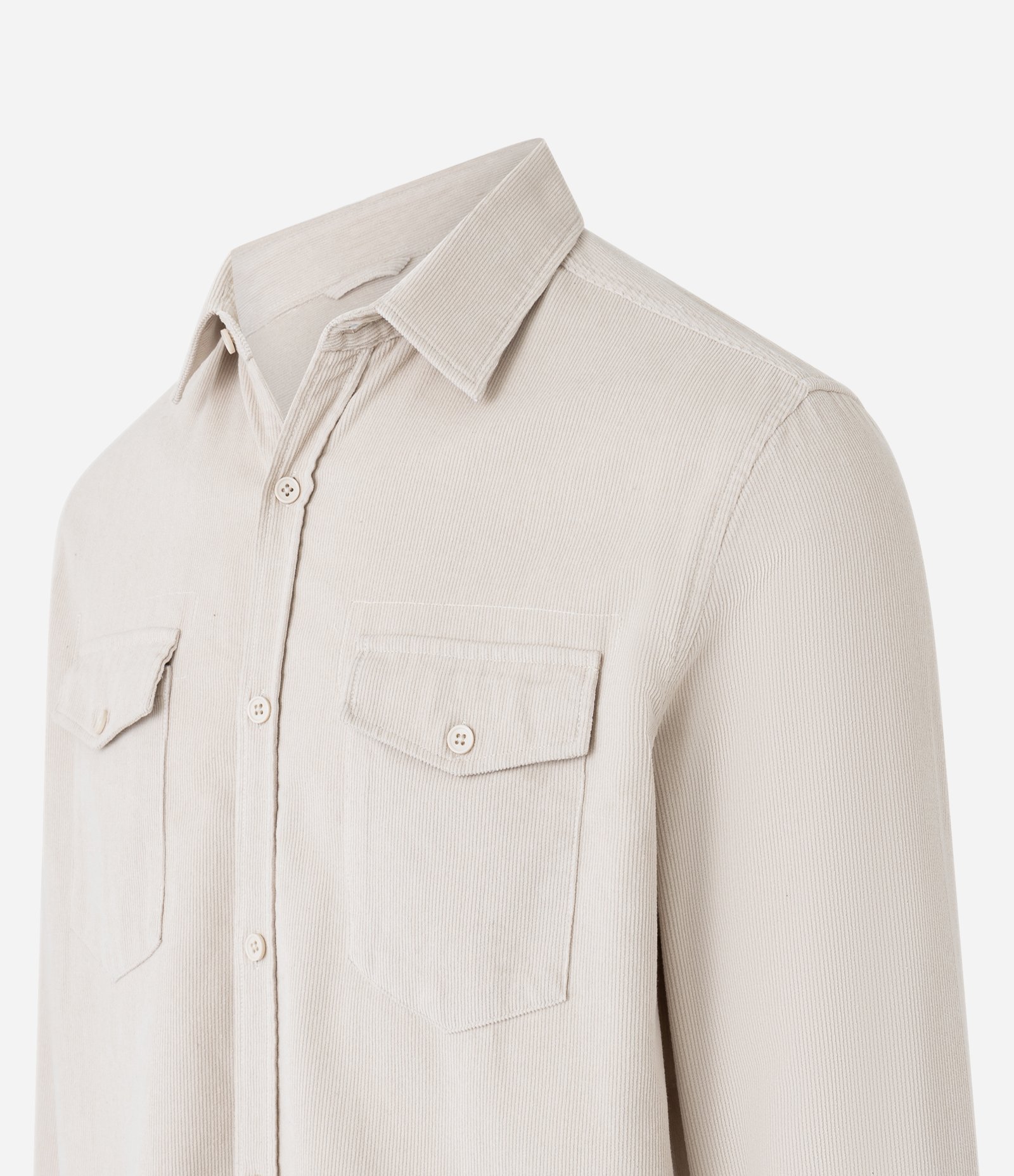 Camisa Comfort em Veludo com Bolsos Frontais Off White 5