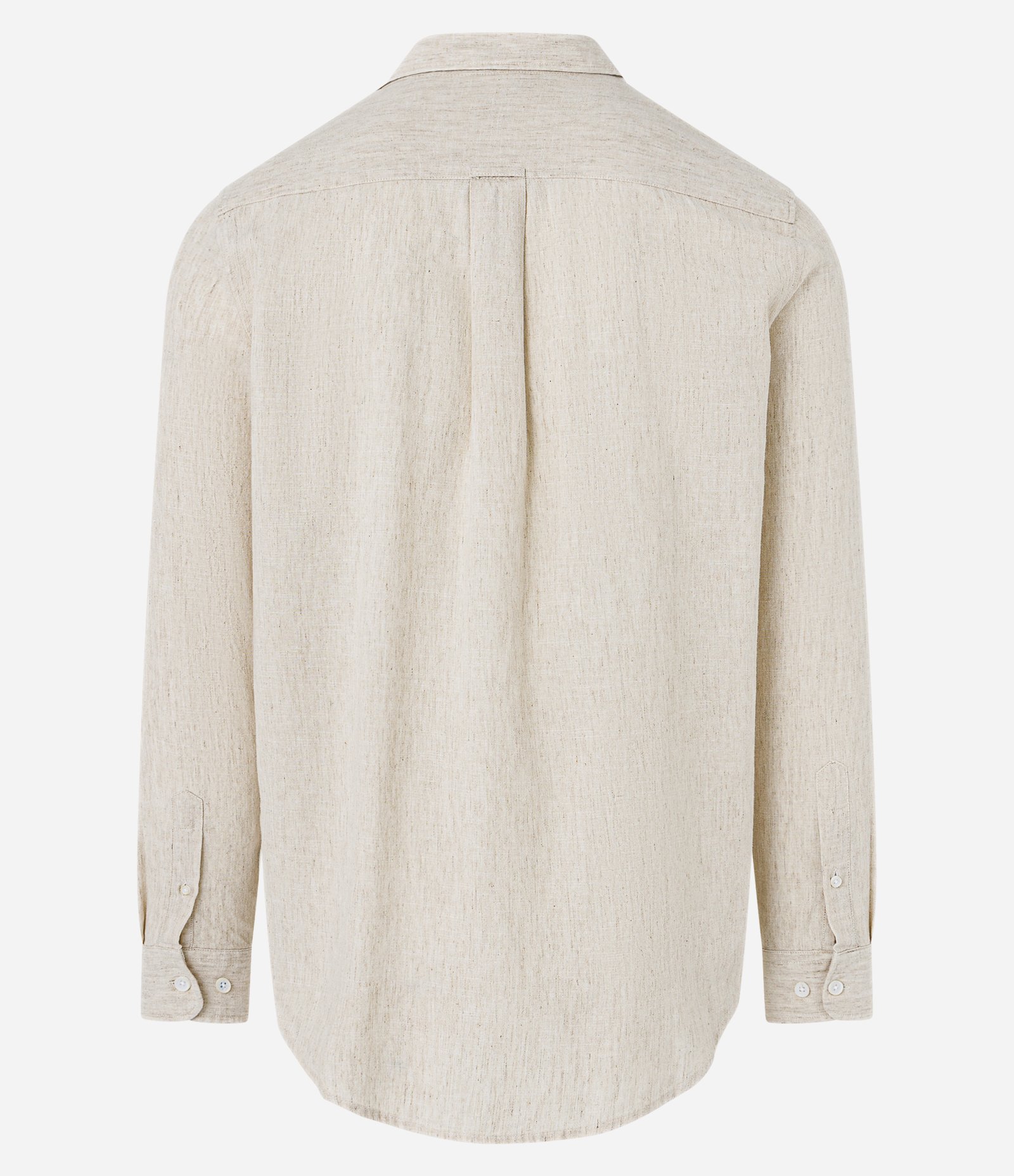 Camisa Regular Básica em Linho com Gola Colarinho Bege Médio 6