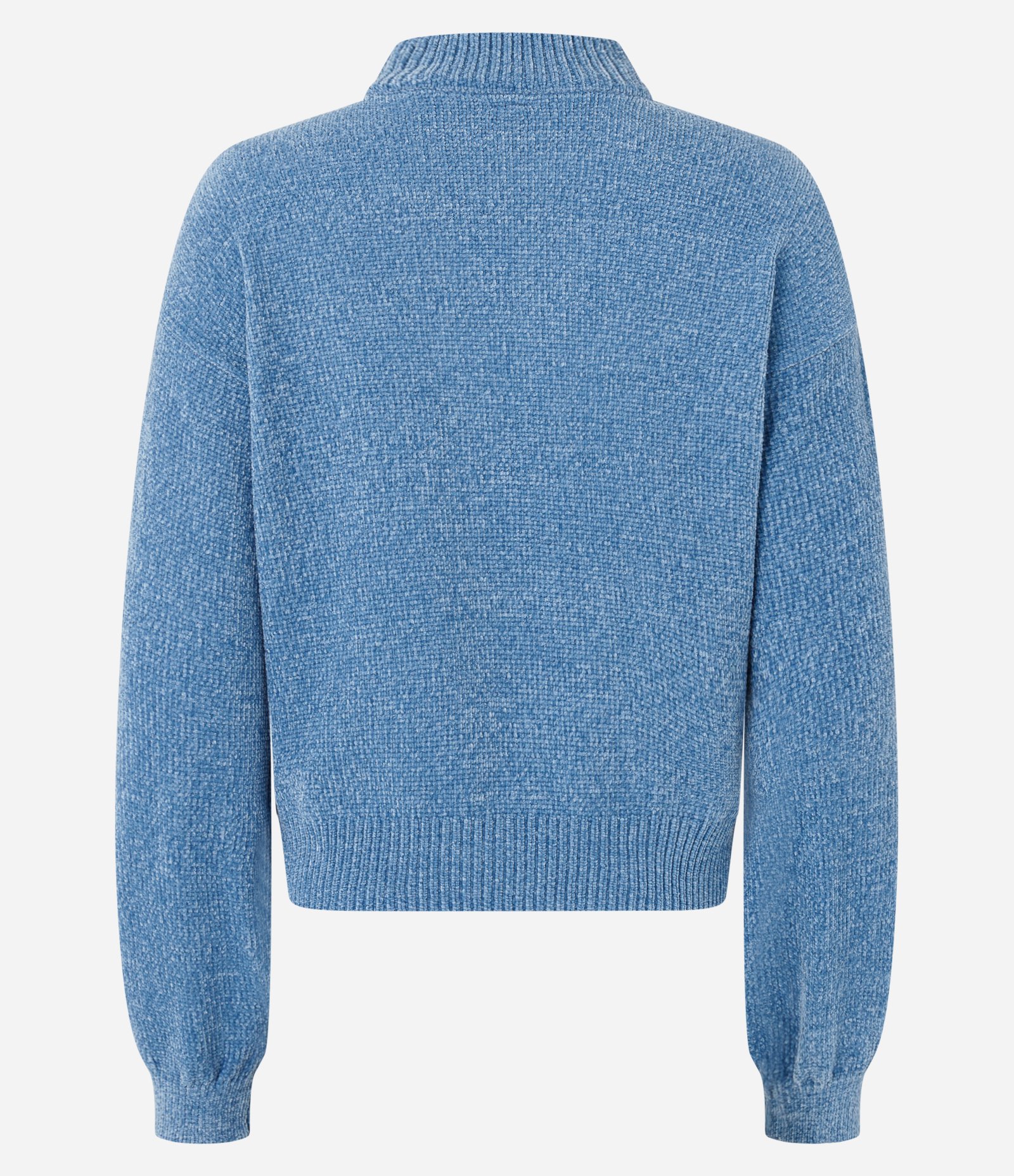 Suéter em Chenille com Golinha Alta e Ribanas Azul Médio 6