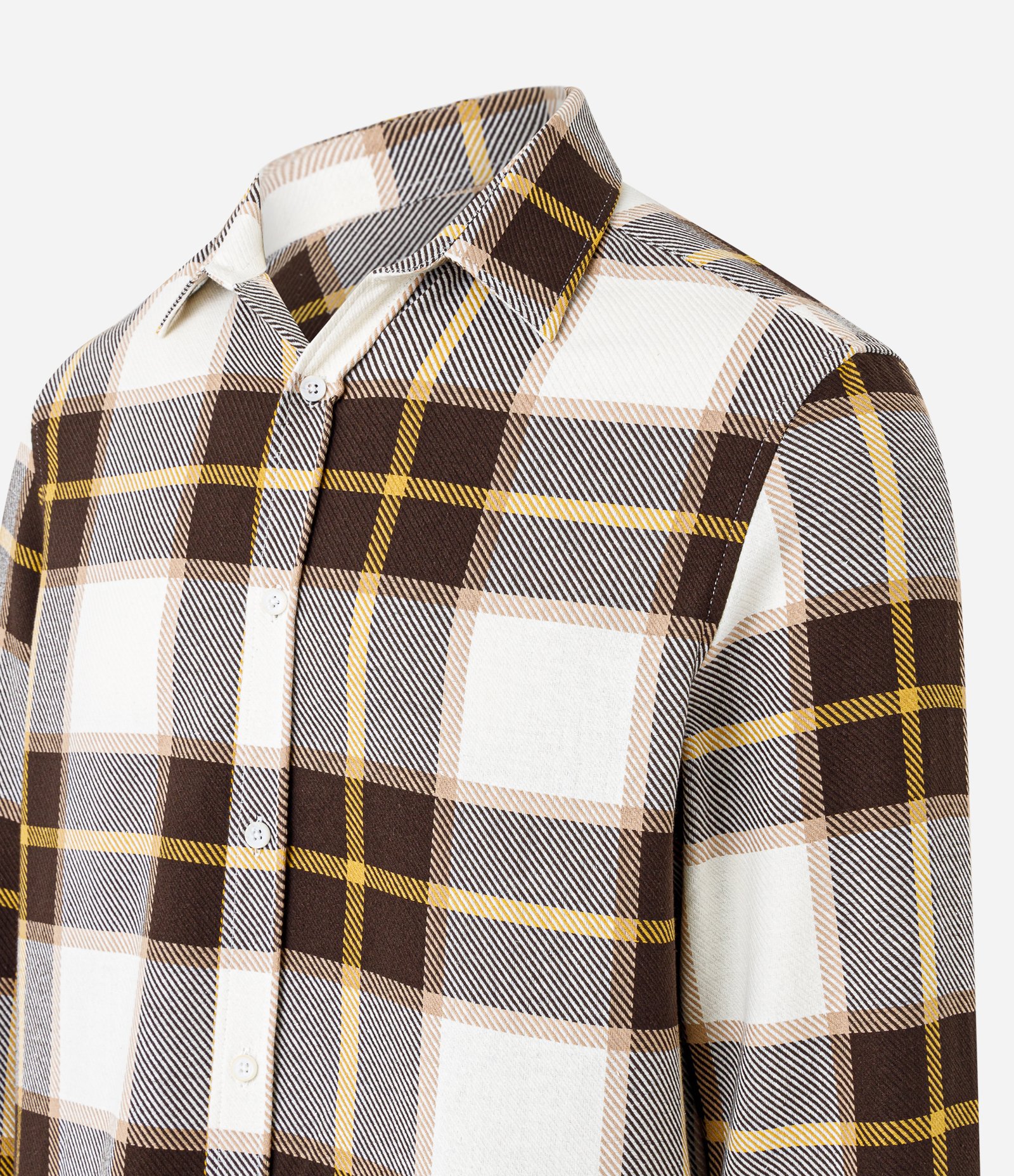 Camisa Regular em Flanela com Estampa Xadrez Branco/Marrom/Amarelo 2