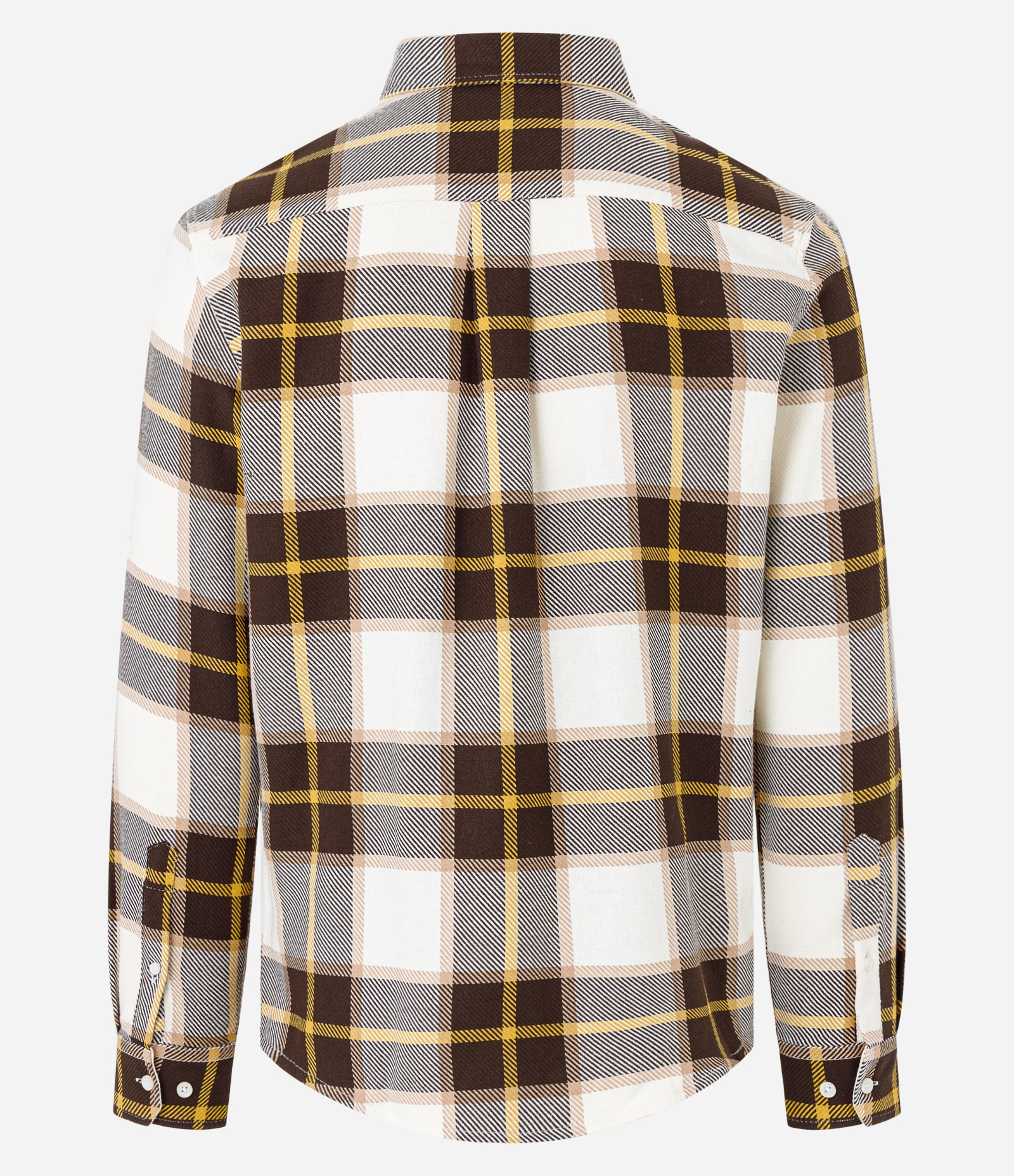 Camisa Regular em Flanela com Estampa Xadrez Branco/Marrom/Amarelo 3