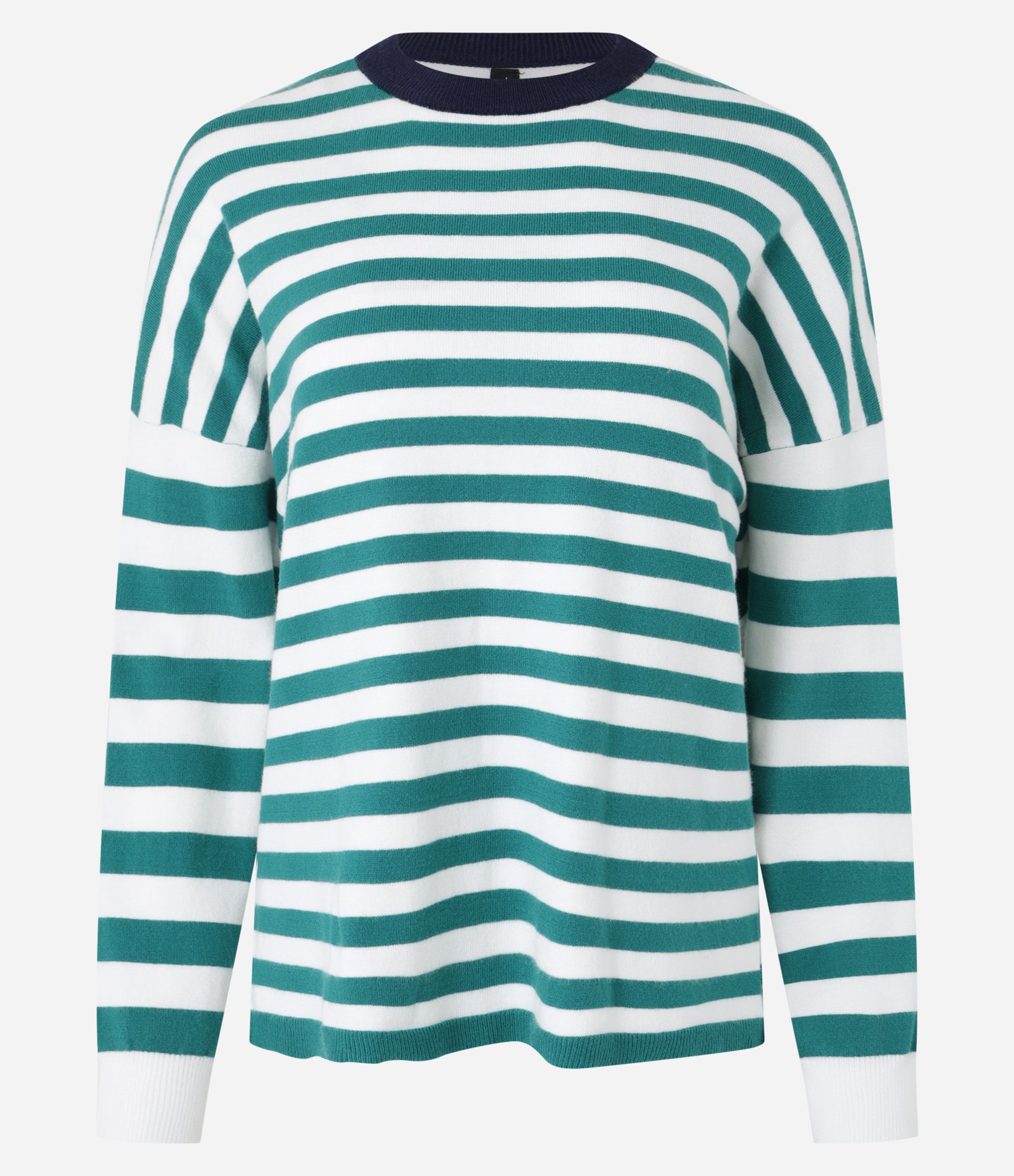 Suéter Slim em Tricô com Listras e Gola Contrastante Verde 4