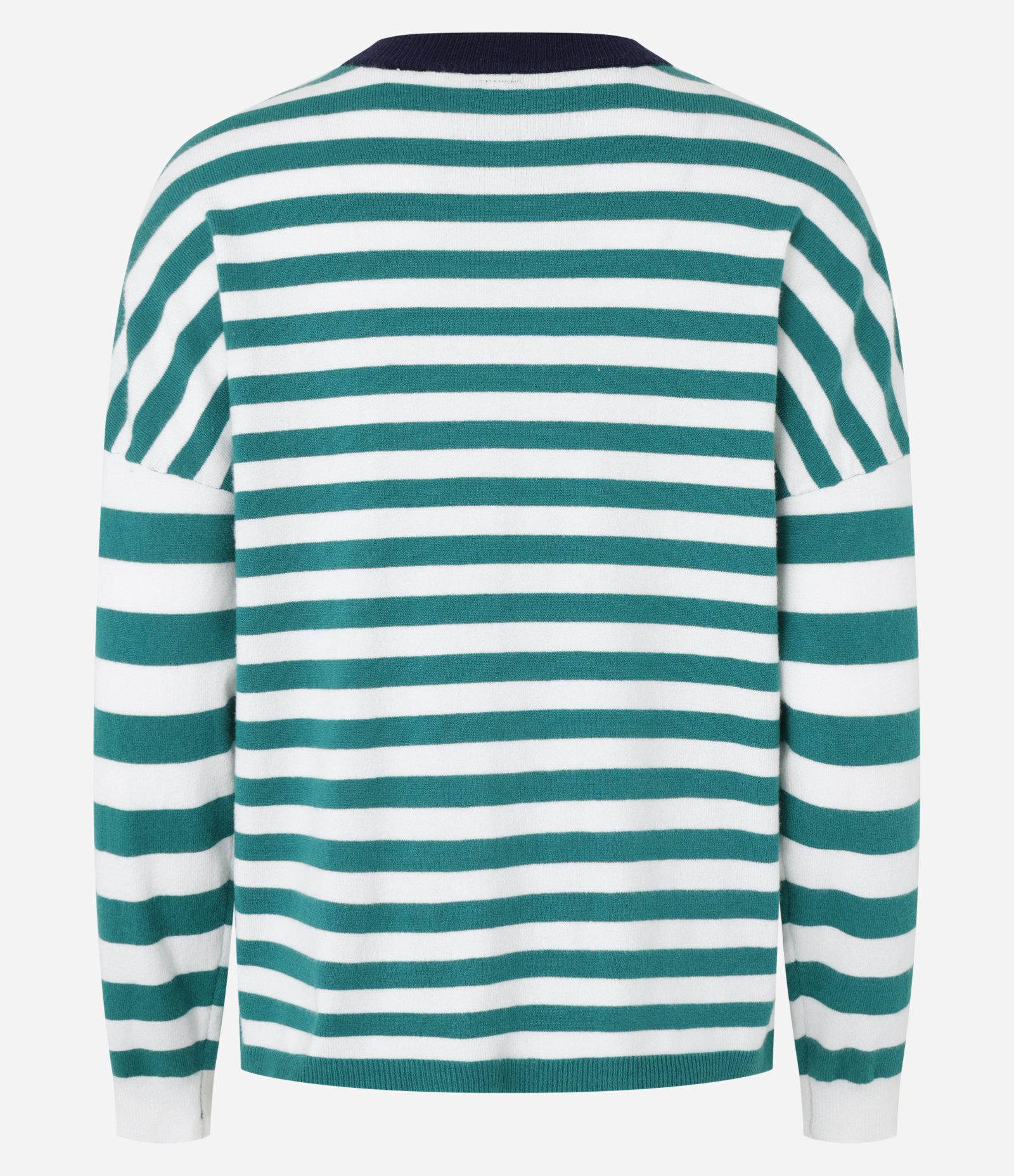 Suéter Slim em Tricô com Listras e Gola Contrastante Verde 6