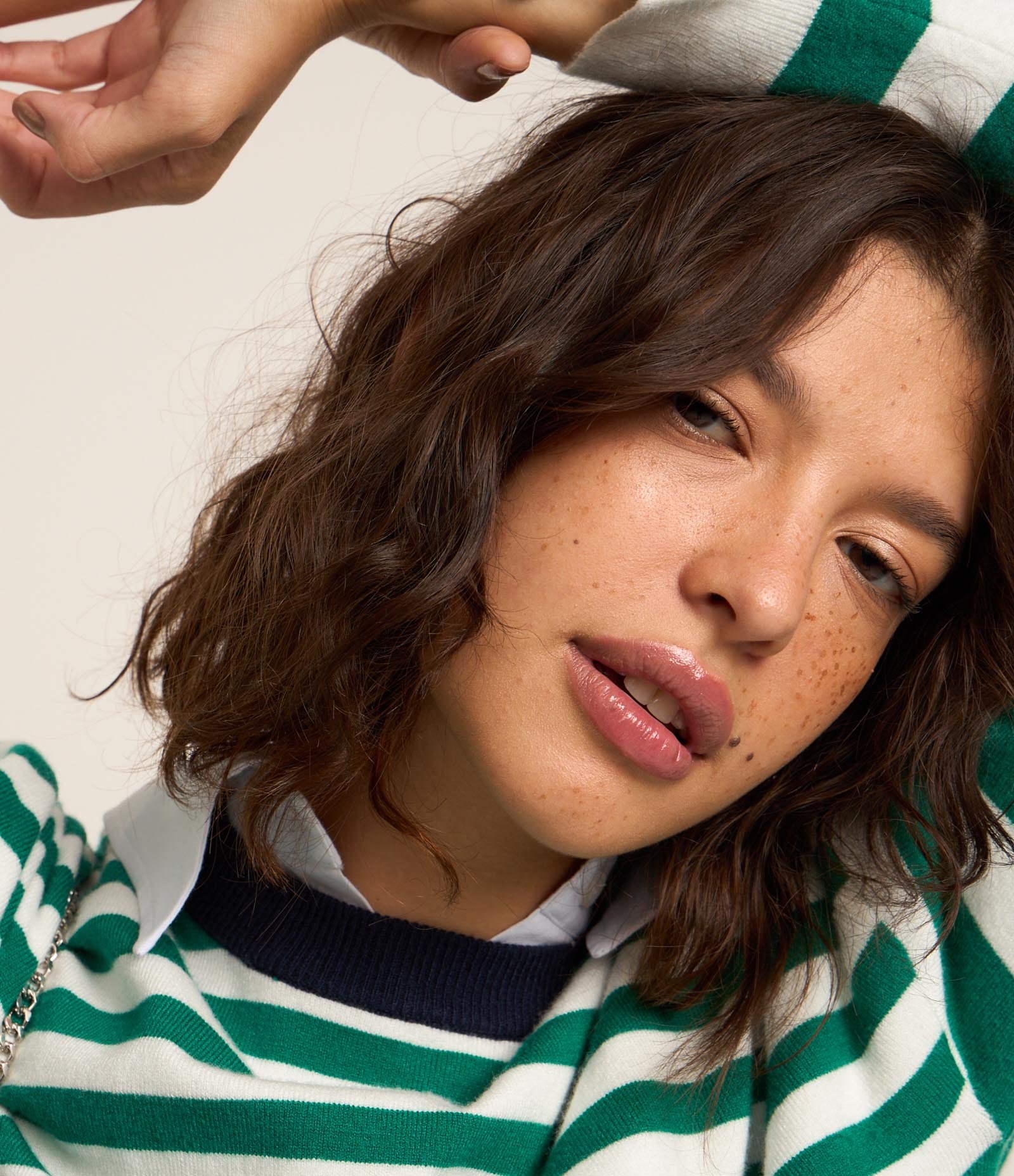 Suéter Slim em Tricô com Listras e Gola Contrastante Verde 3