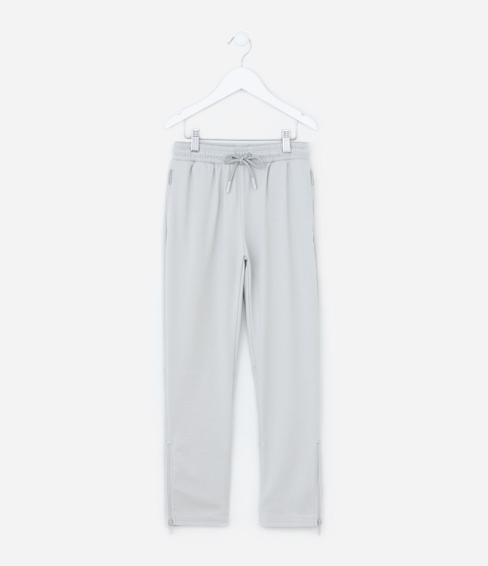 Calça Infantil Texturizada com Zíper - Tam 5 a 14 Anos Cinza 1