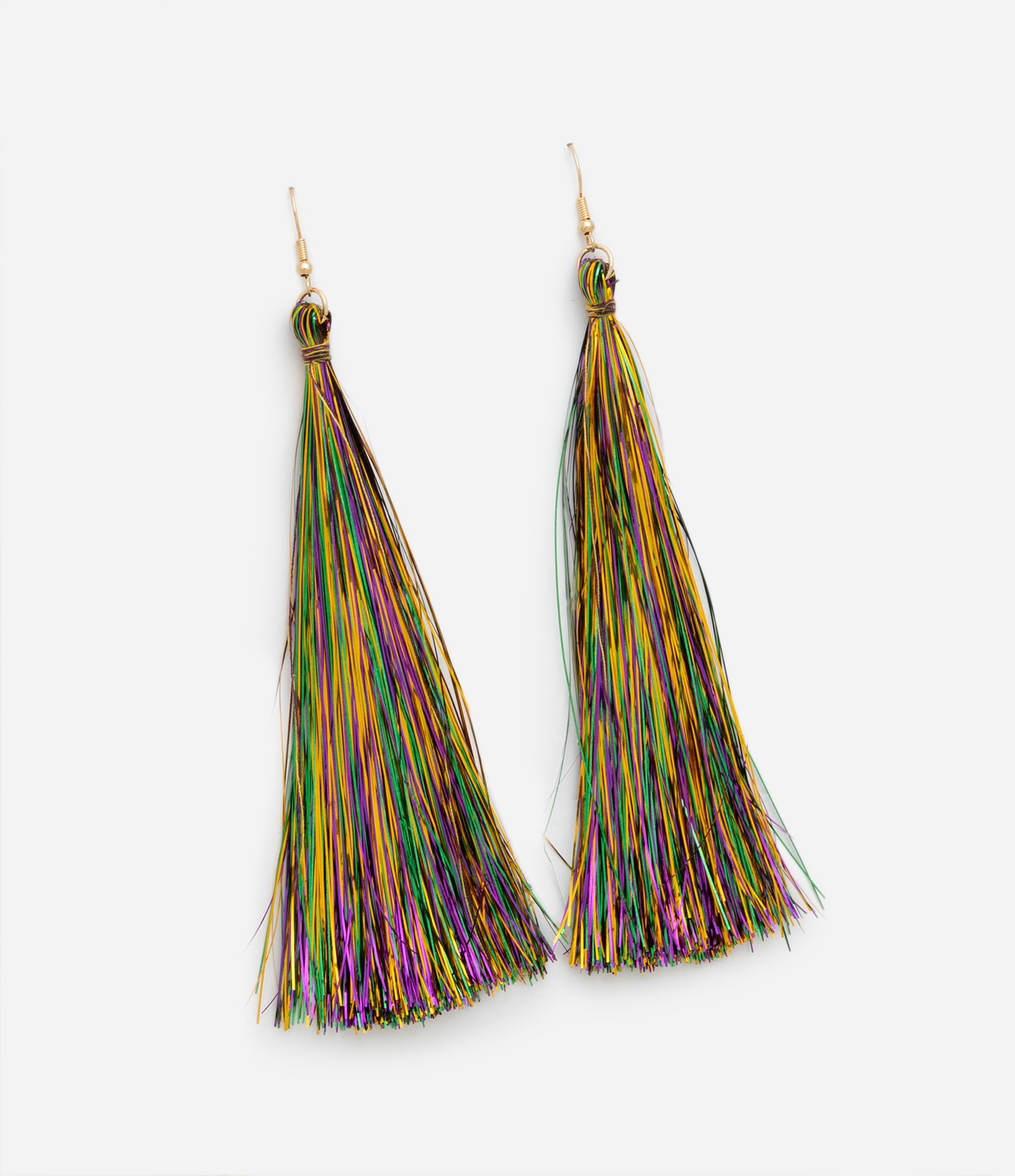 Brinco Fio em Plástico com Franjas Metálicas Coloridas Multicores 3