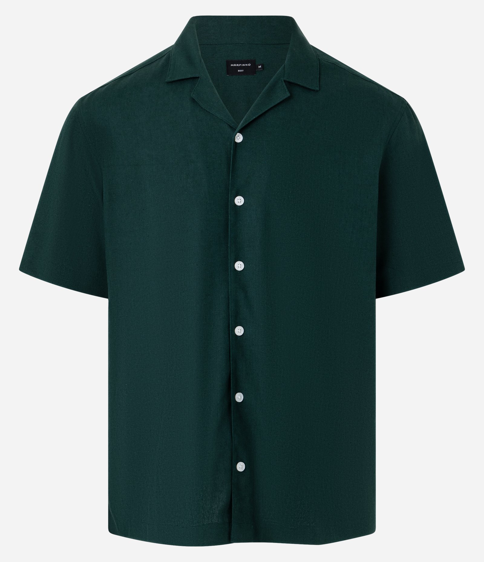 Camisa Boxy em Linho com Gola Bowling Verde 4