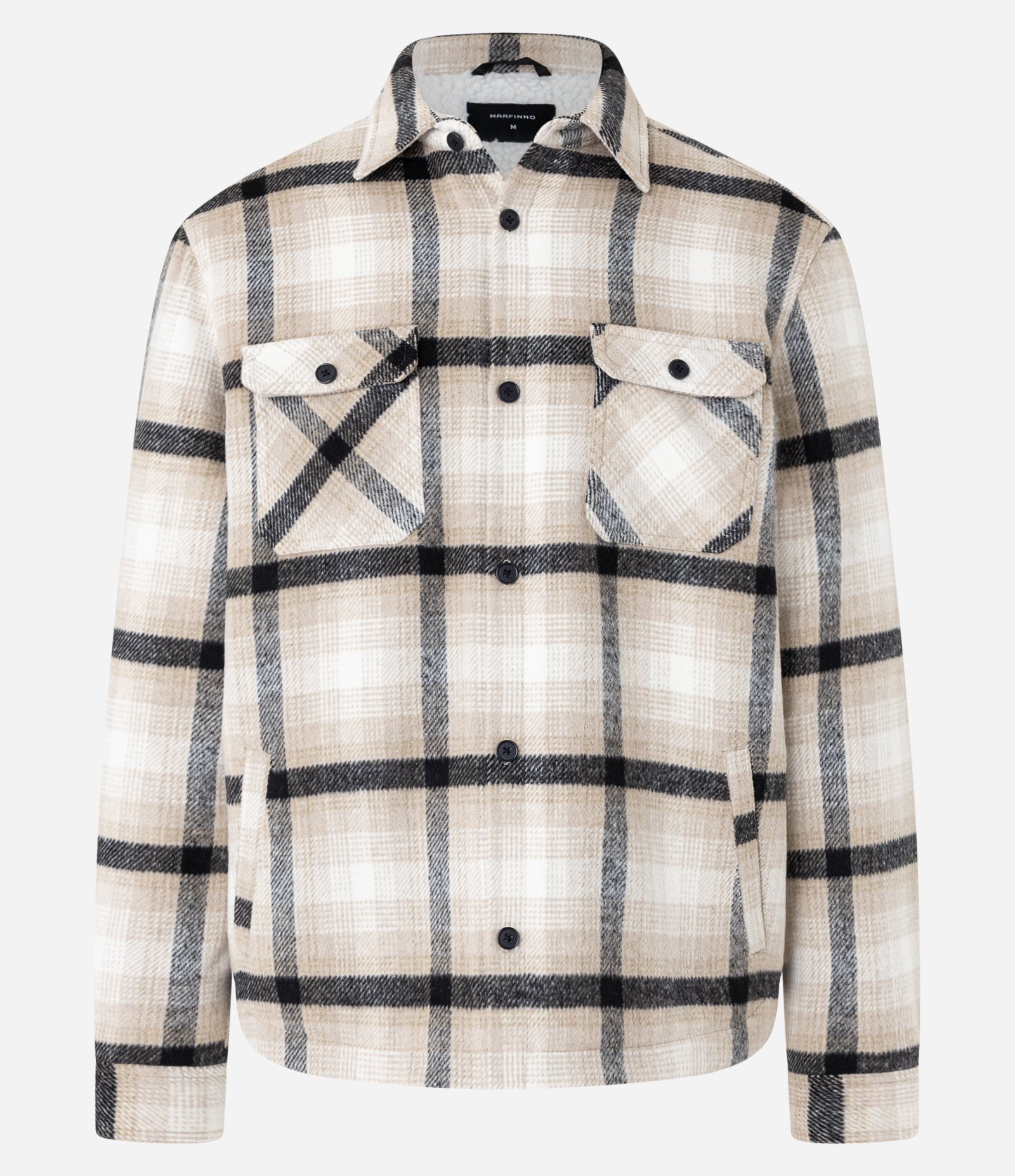 Jaqueta Trucker em Veludo com Estampa Xadrez e Sherpa Interna Off White 1