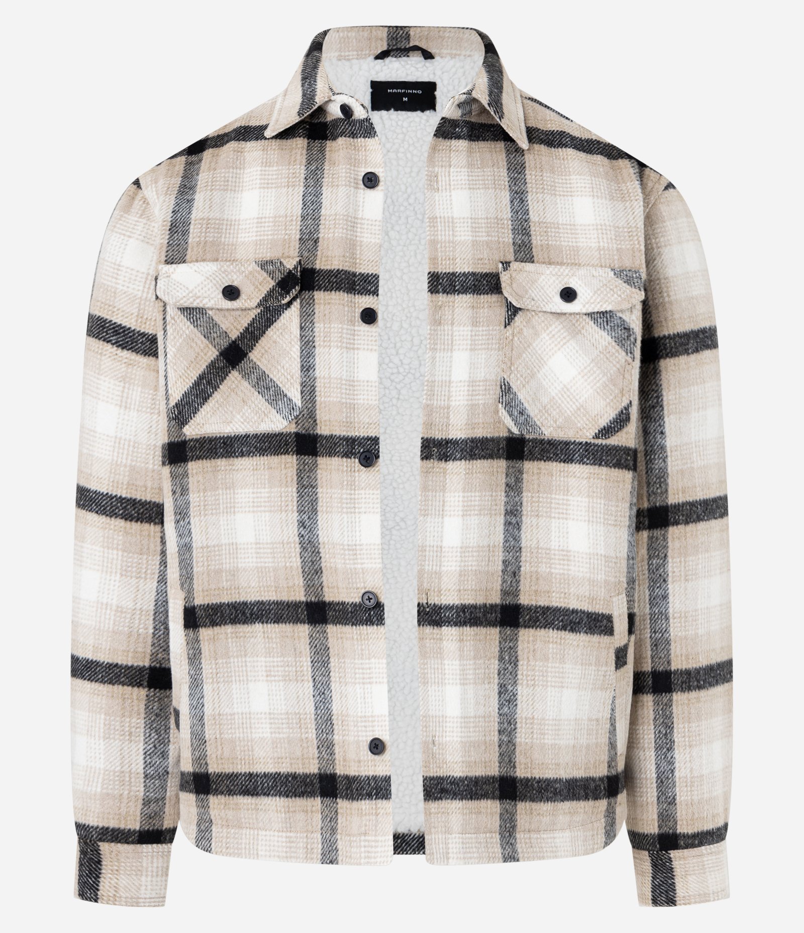 Jaqueta Trucker em Veludo com Estampa Xadrez e Sherpa Interna Off White 2