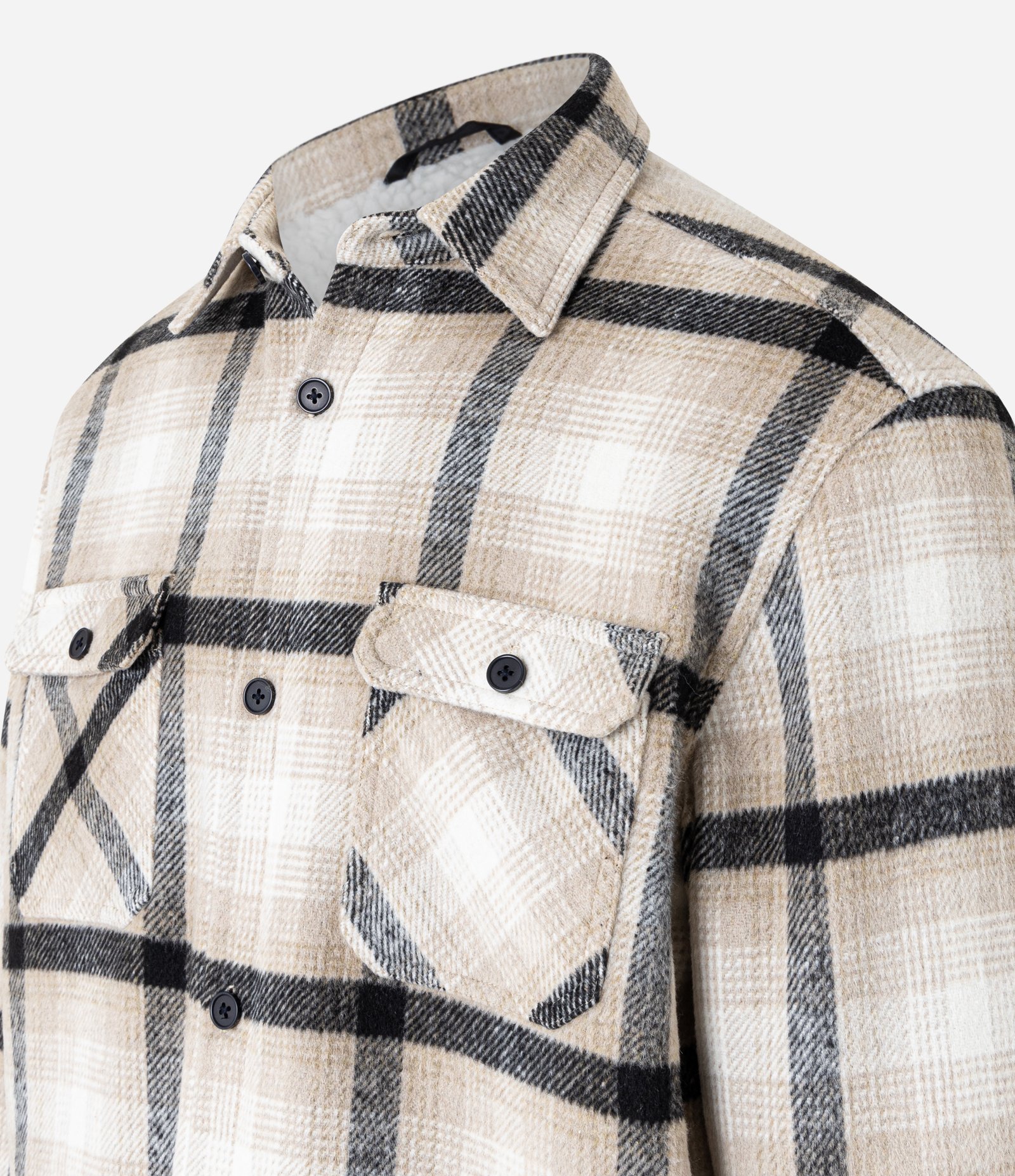 Jaqueta Trucker em Veludo com Estampa Xadrez e Sherpa Interna Off White 3