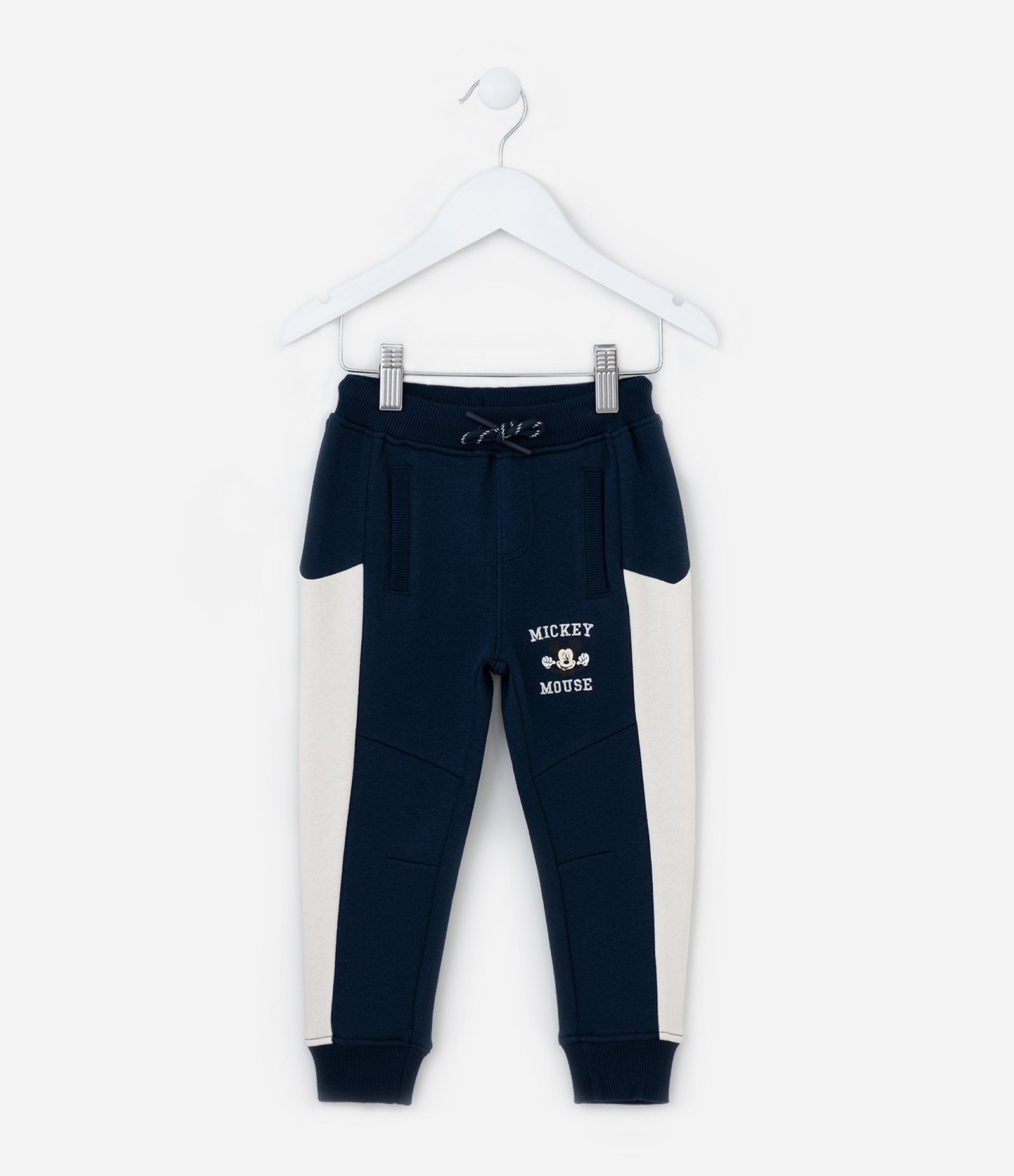 Calça Infantil com Recortes e Bordado do Mickey - Tam 1 a 6 Anos Azul 1