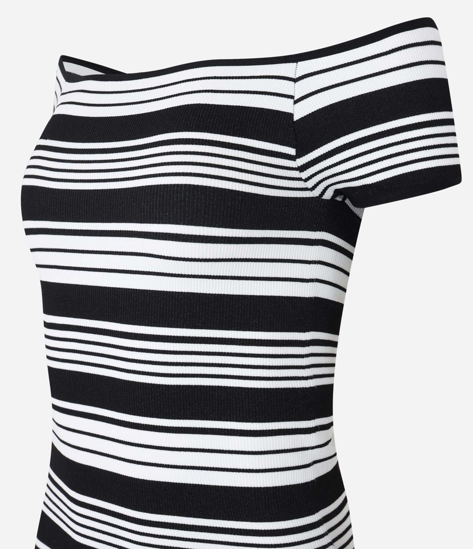 Blusa Ombro a Ombro em Seamless com Listras Preto 5