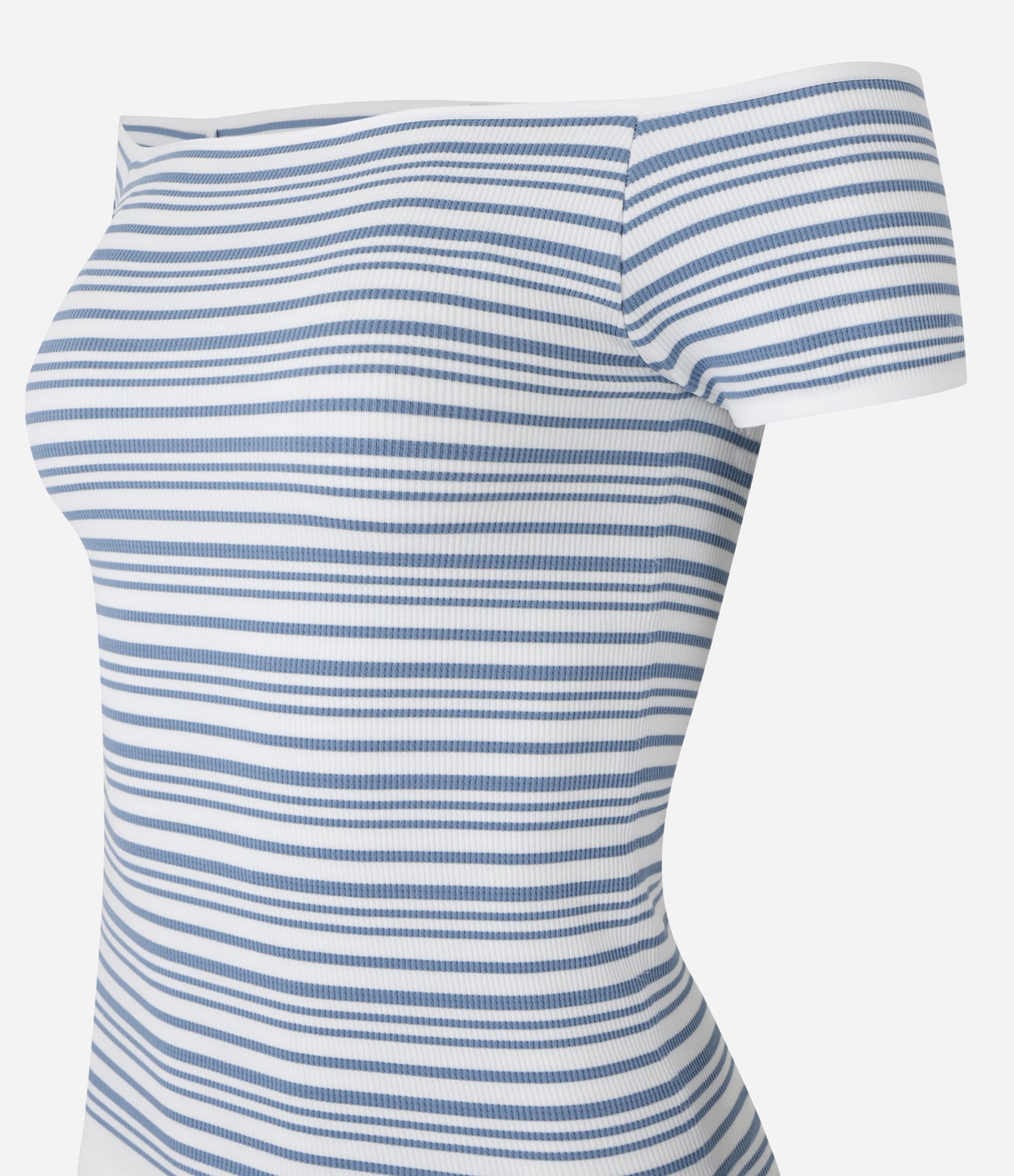 Blusa Ombro a Ombro em Seamless com Listras Azul 6