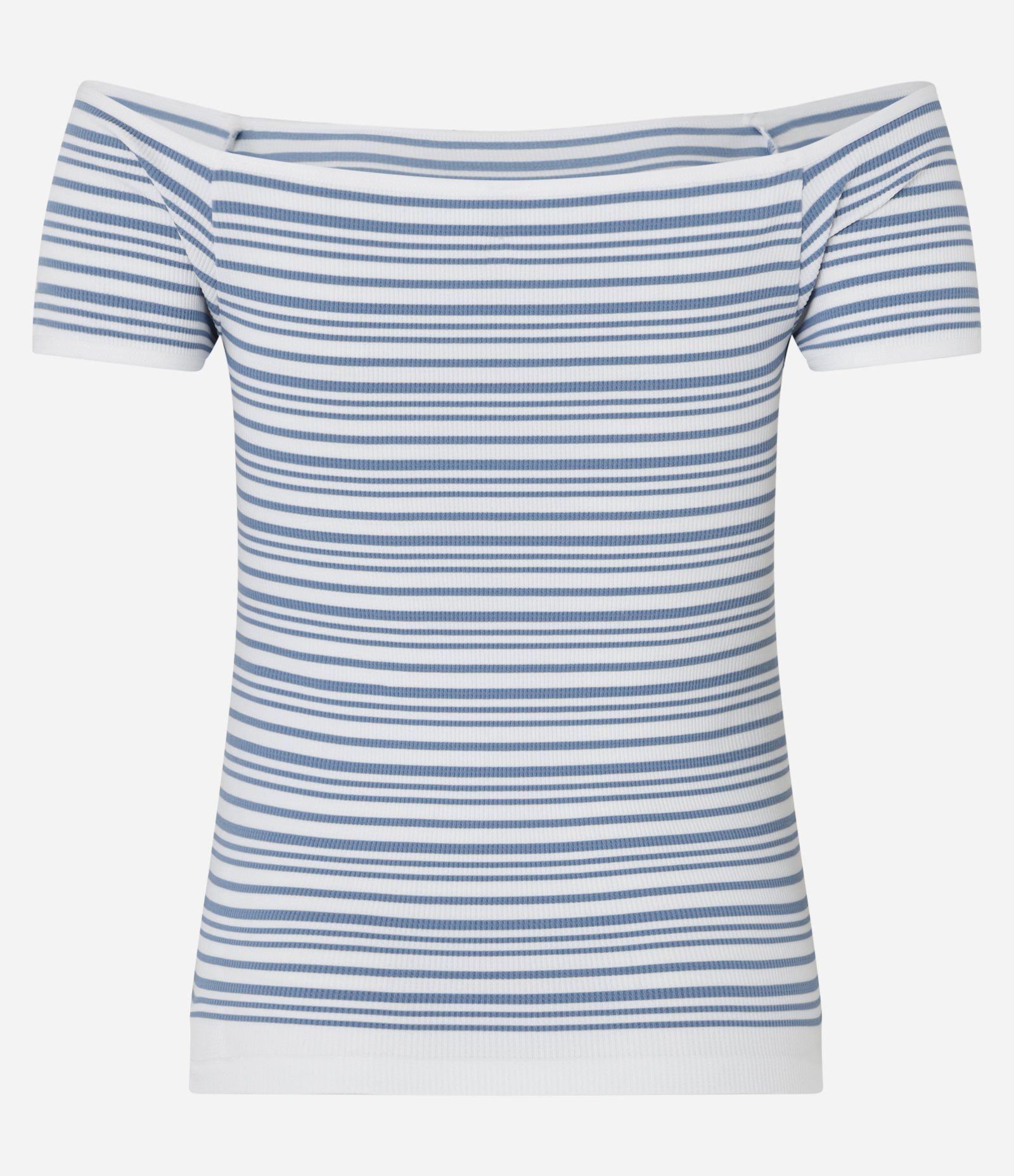 Blusa Ombro a Ombro em Seamless com Listras Azul 7