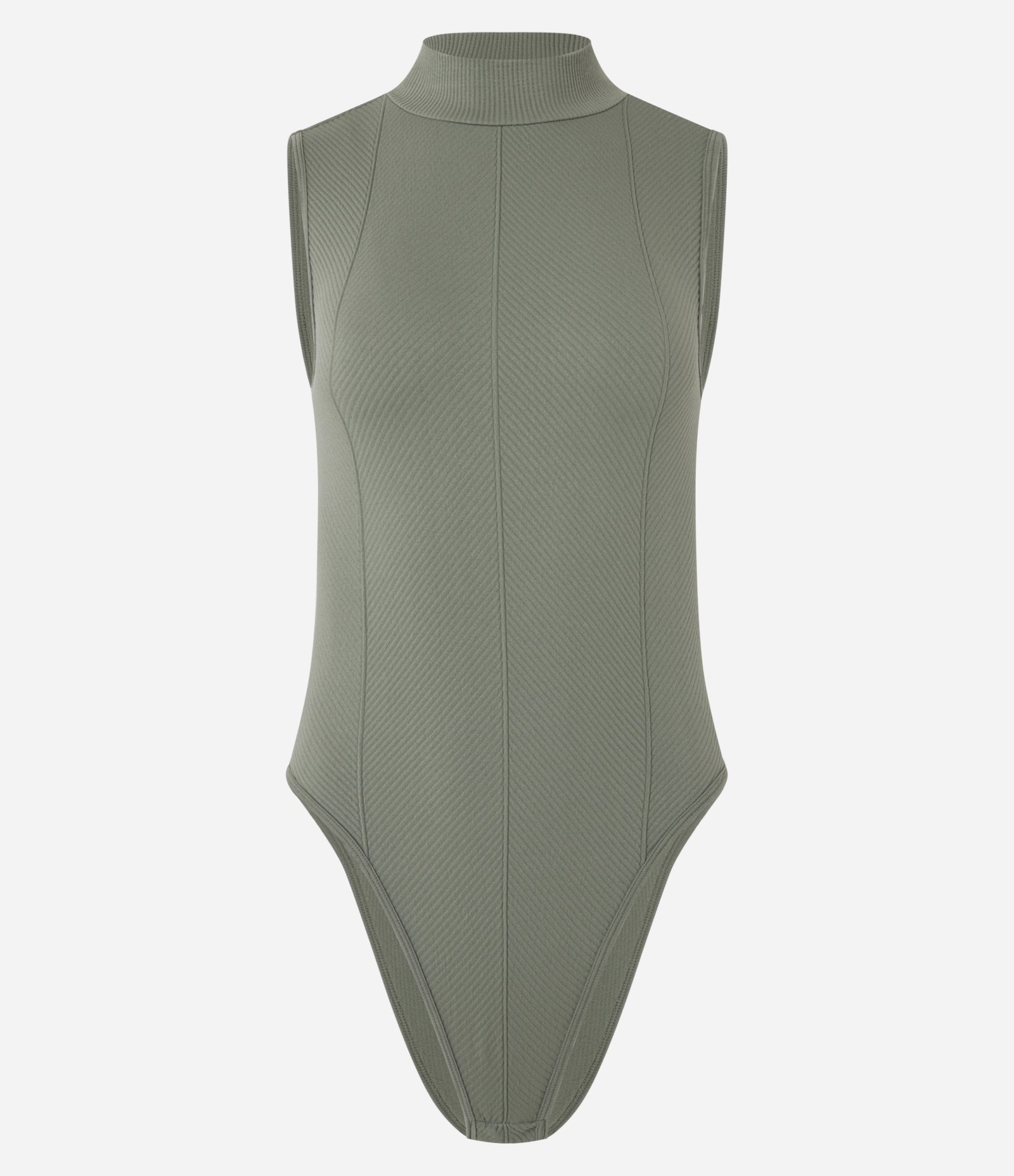 Body Seamless com Textura Espinha de Peixe e Gola Alta Verde 4