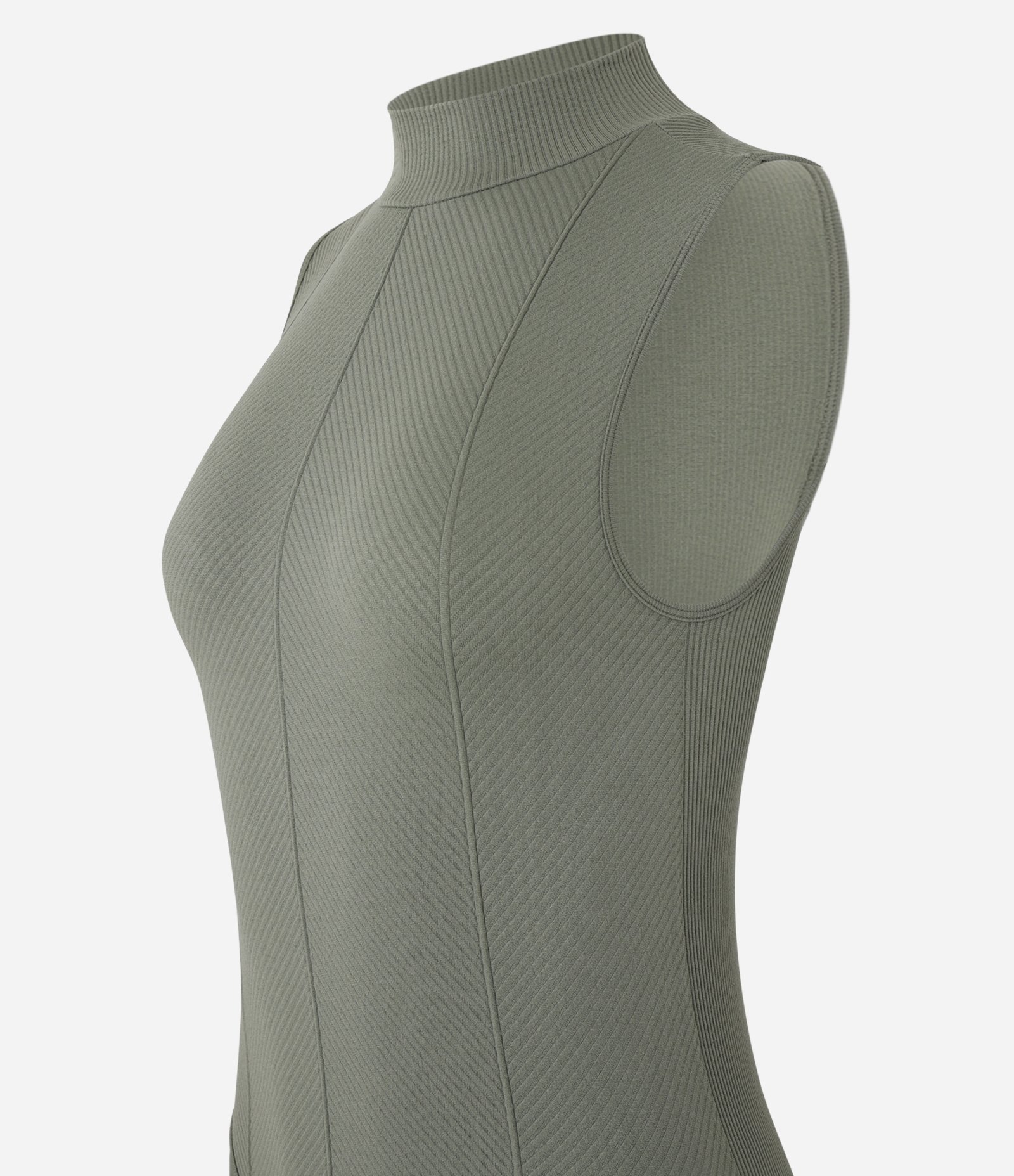 Body Seamless com Textura Espinha de Peixe e Gola Alta Verde 5