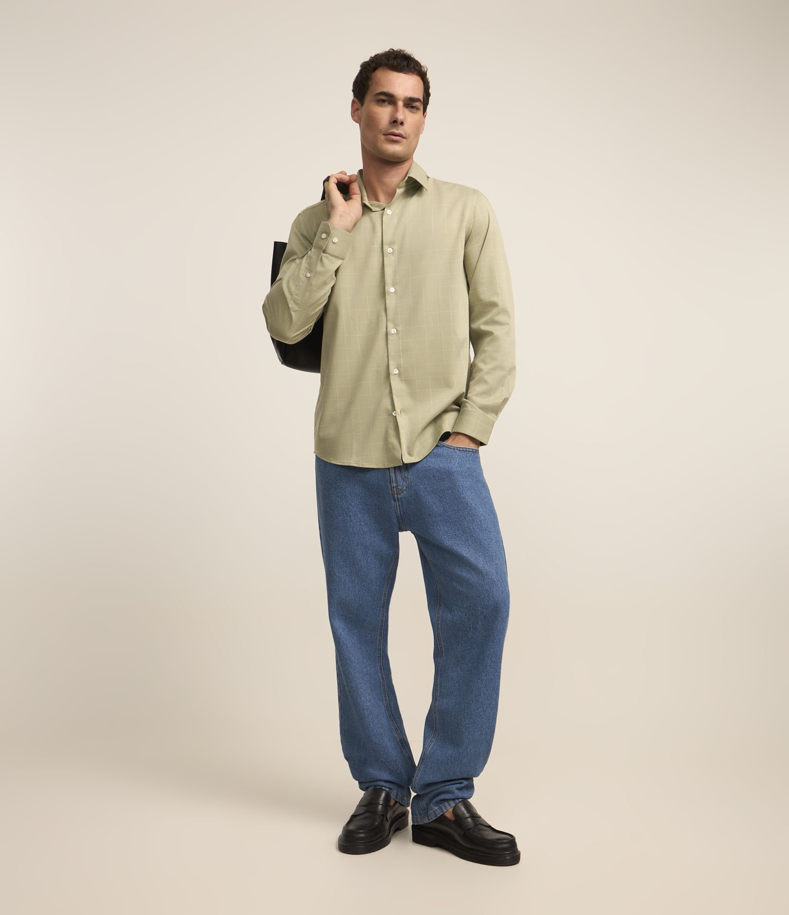 Camisa Regular com Fibra de Bambu e Estampa Xadrez Verde 2