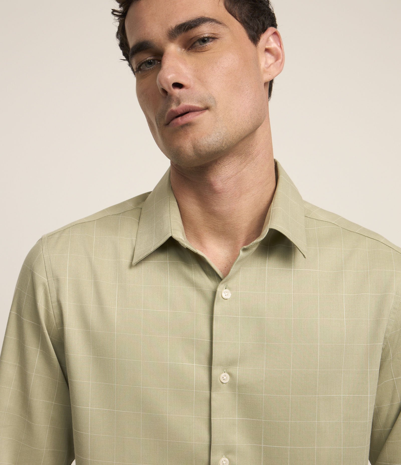 Camisa Regular com Fibra de Bambu e Estampa Xadrez Verde 3
